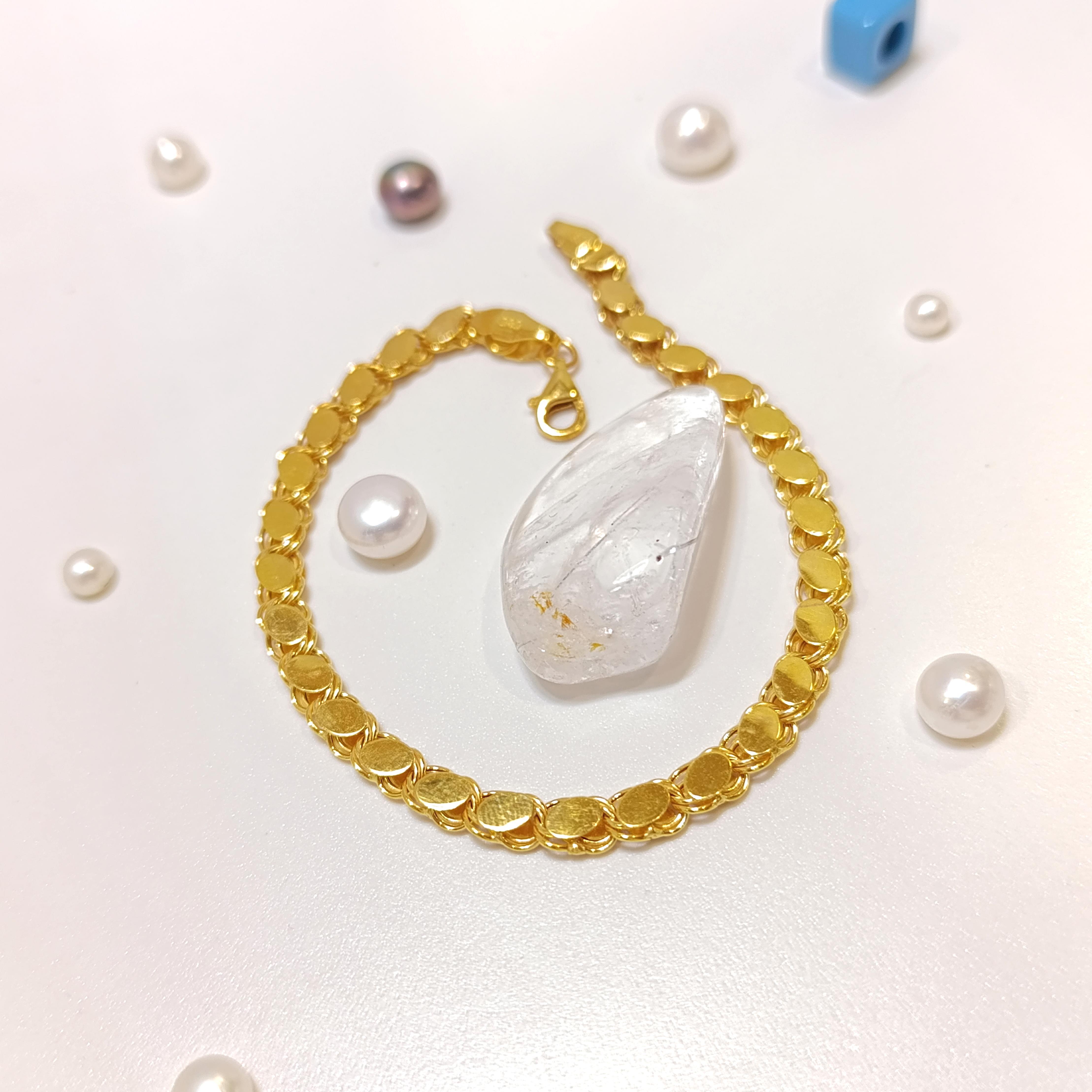 Pullu Zİncir Bileklik 14 Ayar Altın HD VİDEOLU