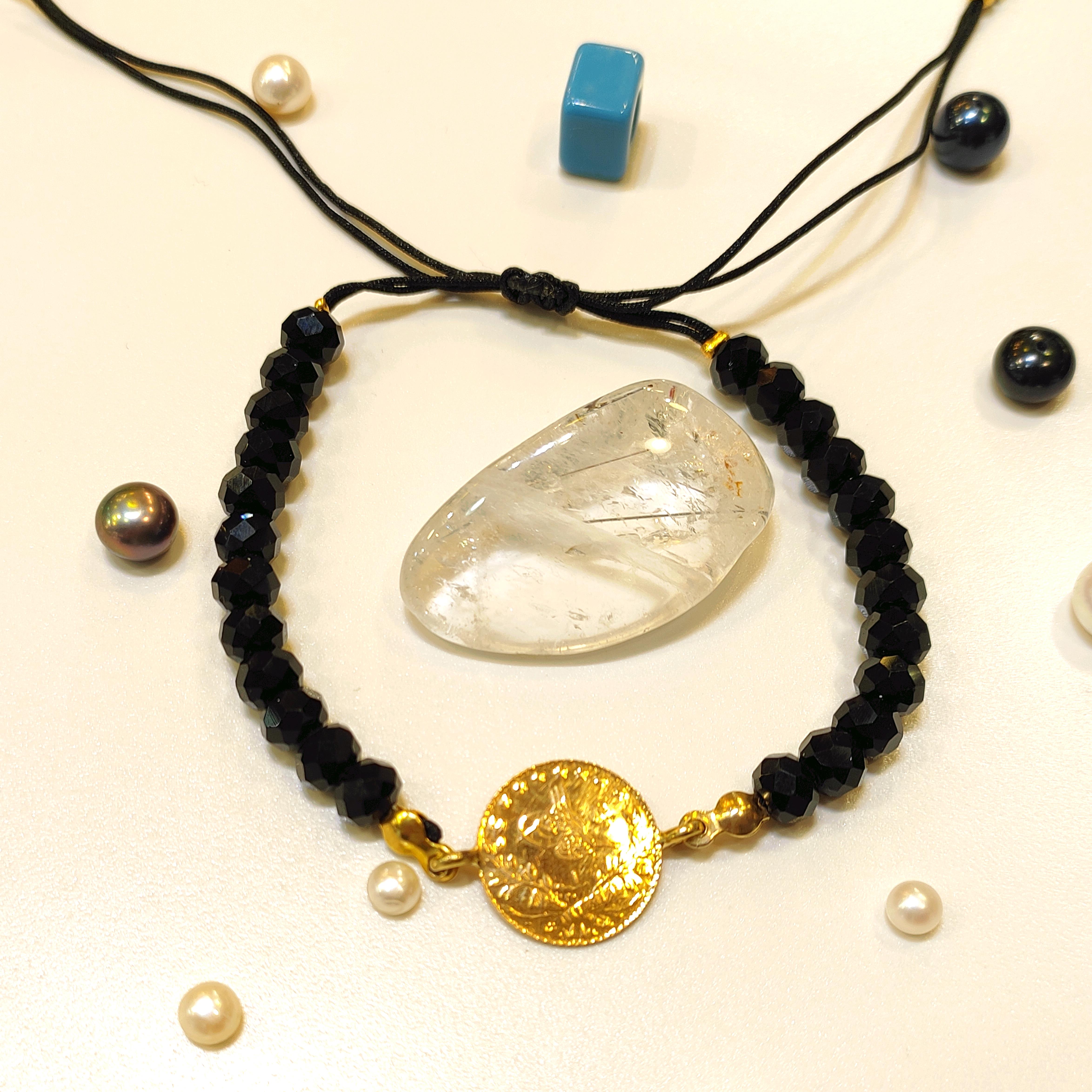 Reşat Çeyrek Altınlı Siyah Taşlı Makrome Örgü Bileklik HD VİDEOLU