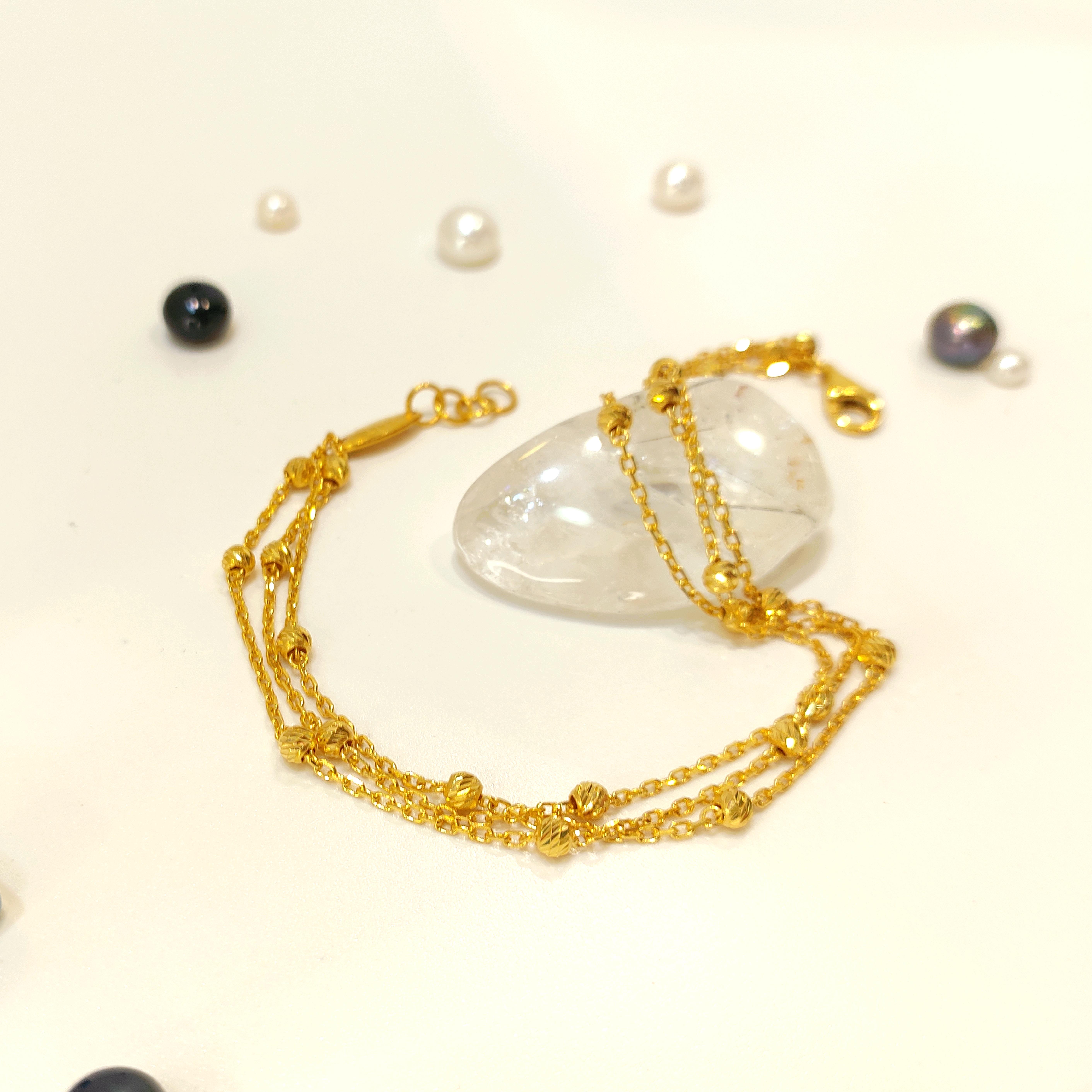 Üçlü Dorika Toplu Bileklik Künye 22 Ayar Altın HD VİDEOLU