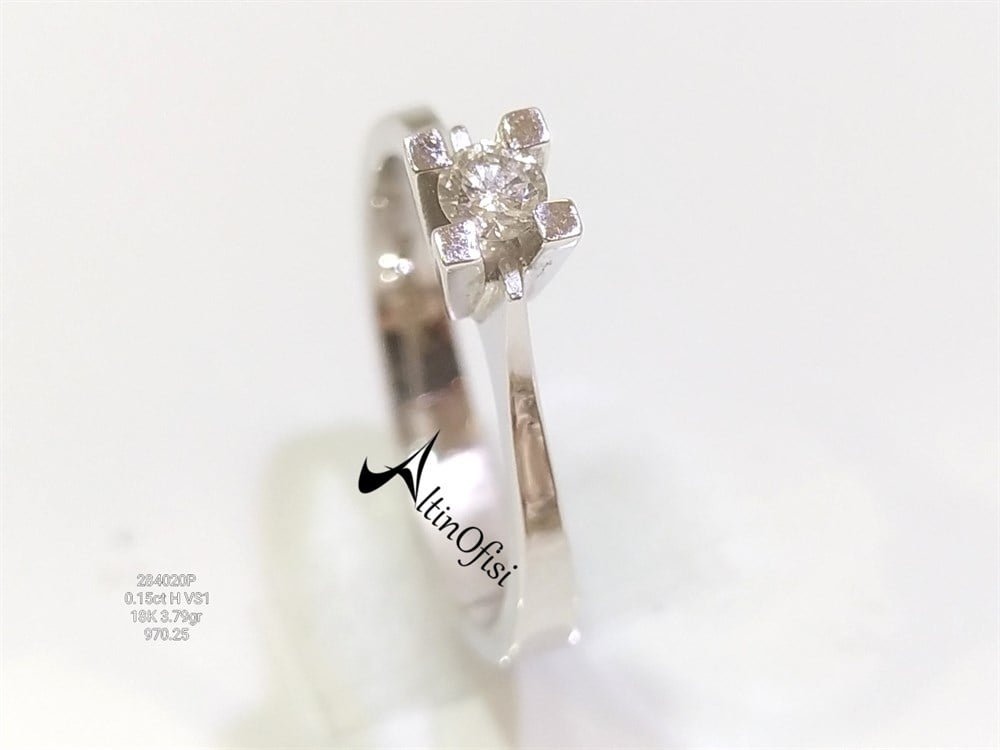 0.15ct H VS1 Pırlanta Tek TAş Yüzük 18 ayar Altın