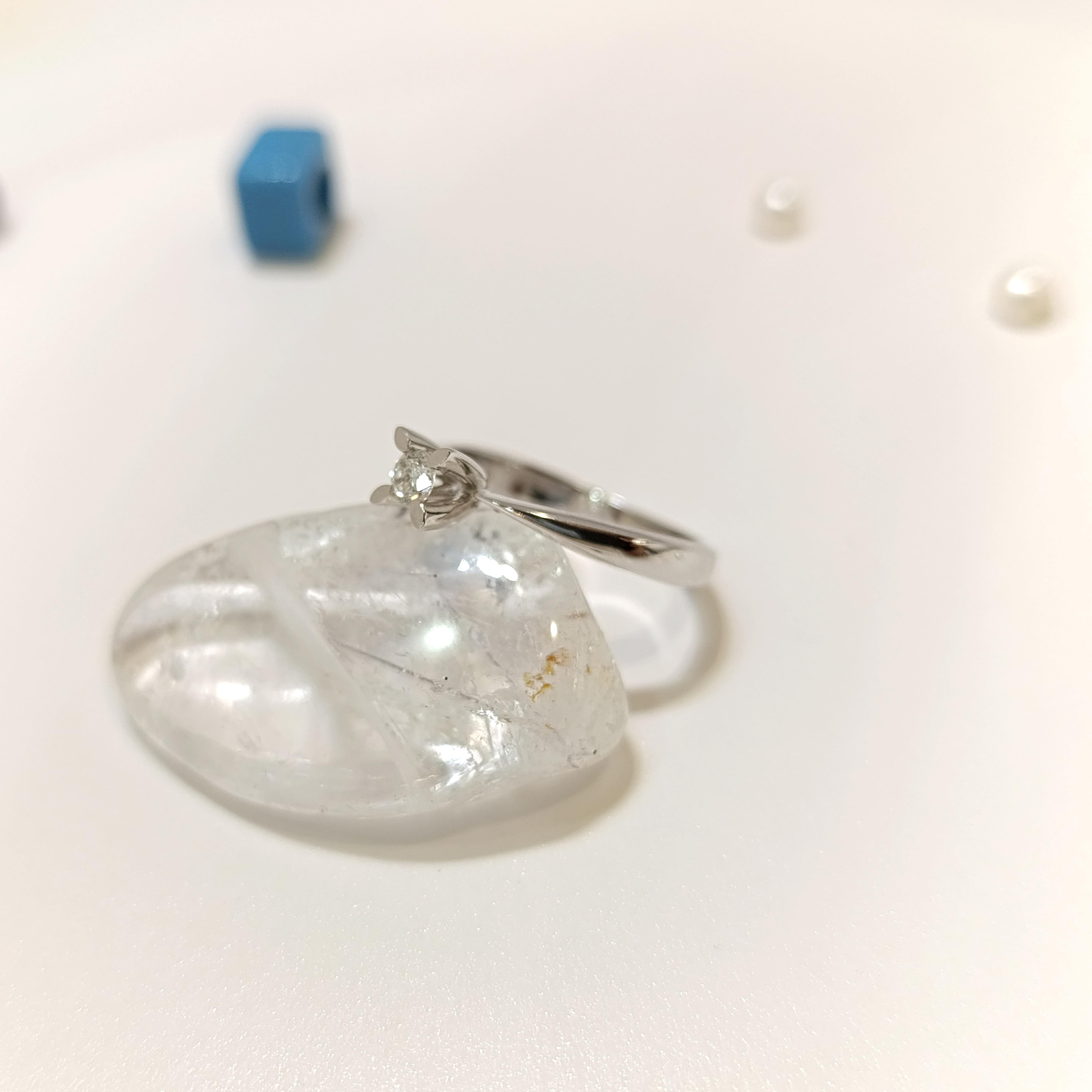 0.13ct G Color Pırlanta Tek Taş Yüzük 14 Ayar Altın HD VİDEOLU