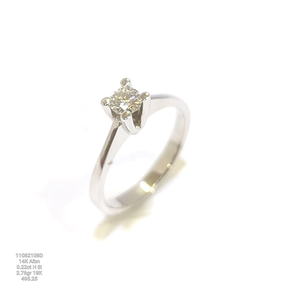0.22ct H SI Pırlanta Tek TAş Yüzük 18 Ayar Altın