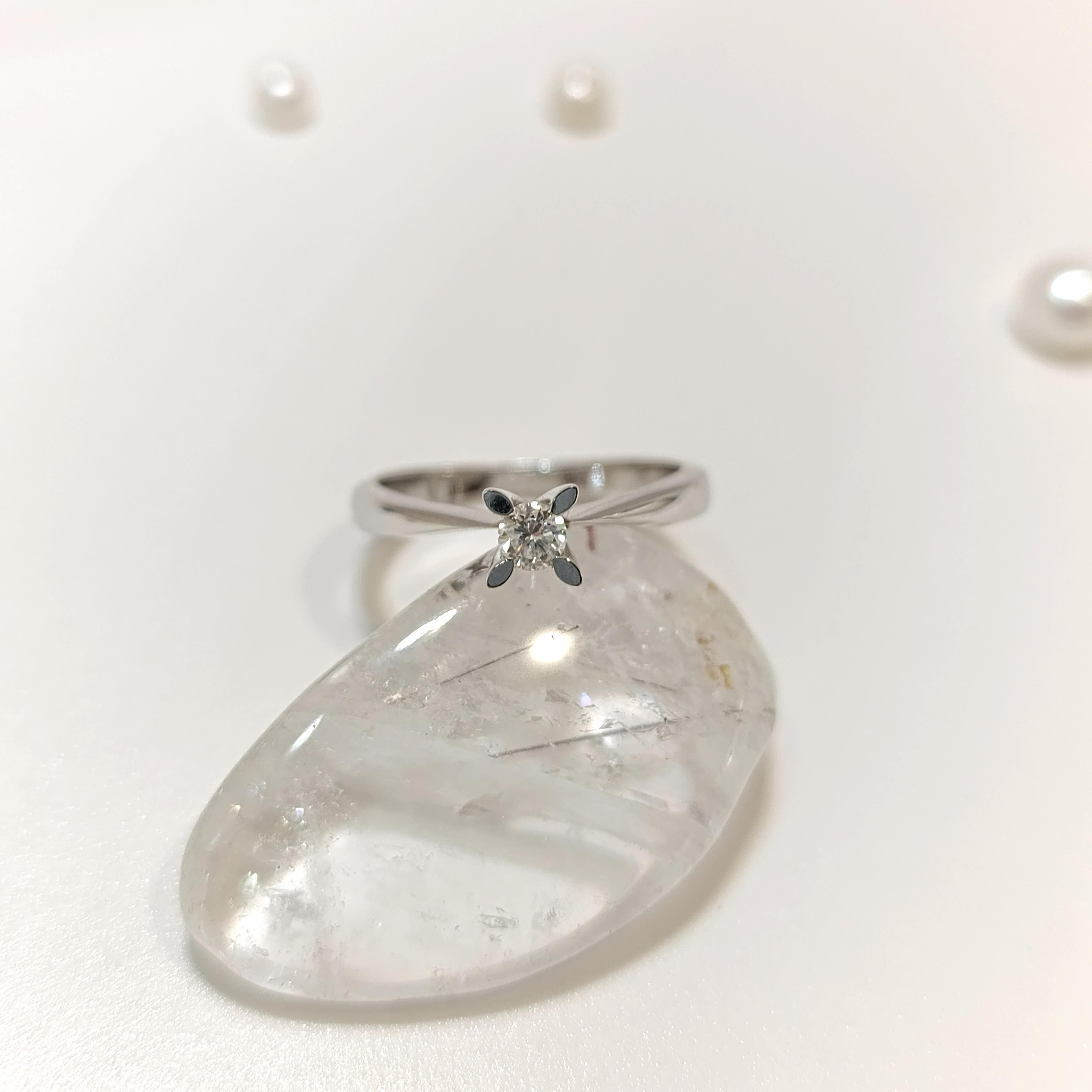 0.13ct G Color Pırlanta Tek Taş Yüzük 14 Ayar Altın HD VİDEOLU