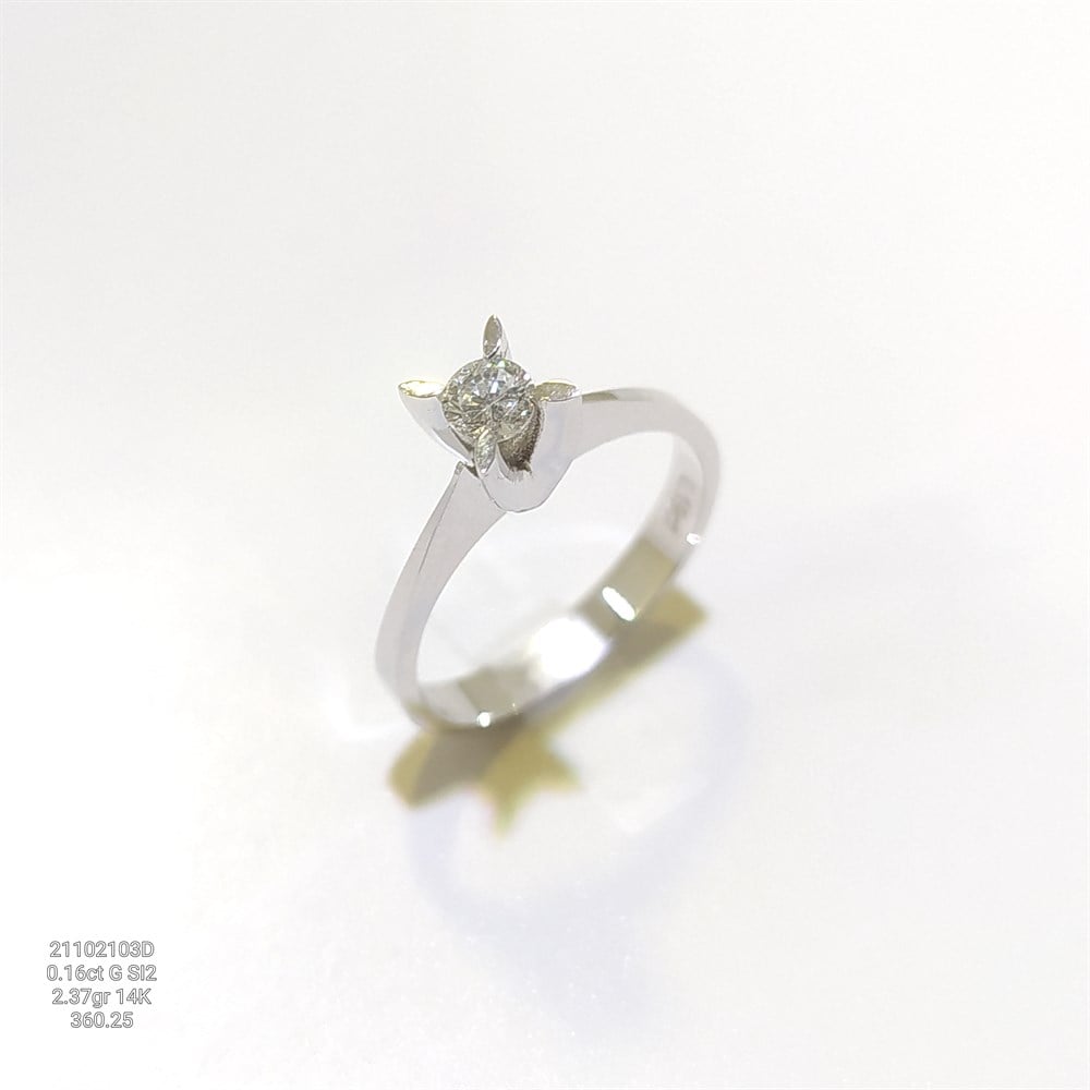 0.16ct G SI2 Pırlanta Tek TAş Yüzük 14 Ayar Altın