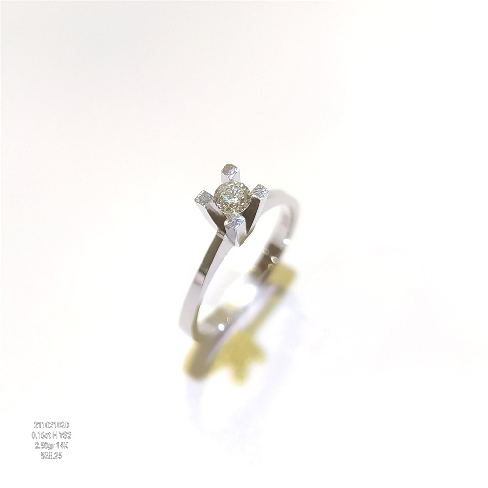 0.16ct H VS2 Pırlanta Tek TAş Yüzük 14 Ayar Altın