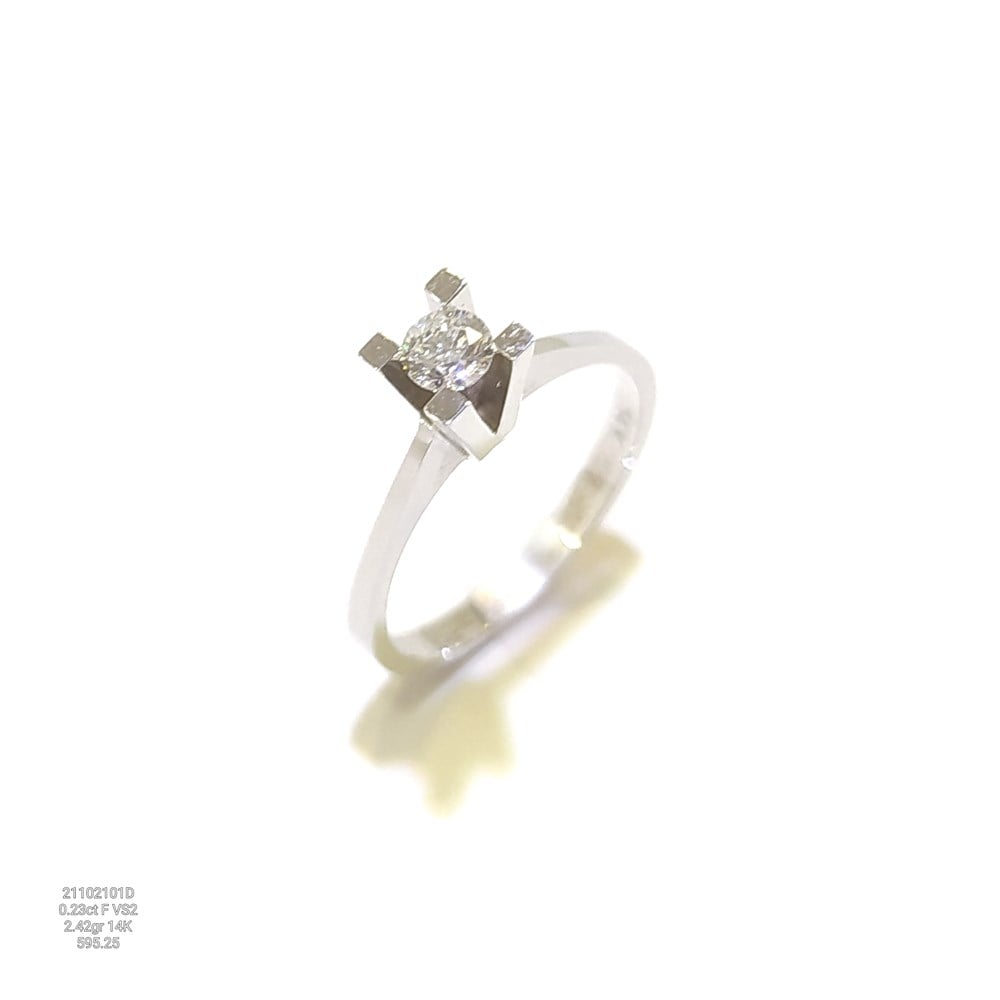 0.23ct F VS2 Pırlanta Tek TAş Yüzük 14 Ayar Altın