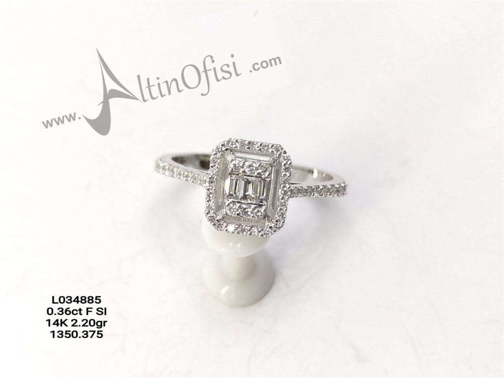 Baget Taşlı Pırlanta Yüzük 0,36ct F 14 K Altın 2,20 gr