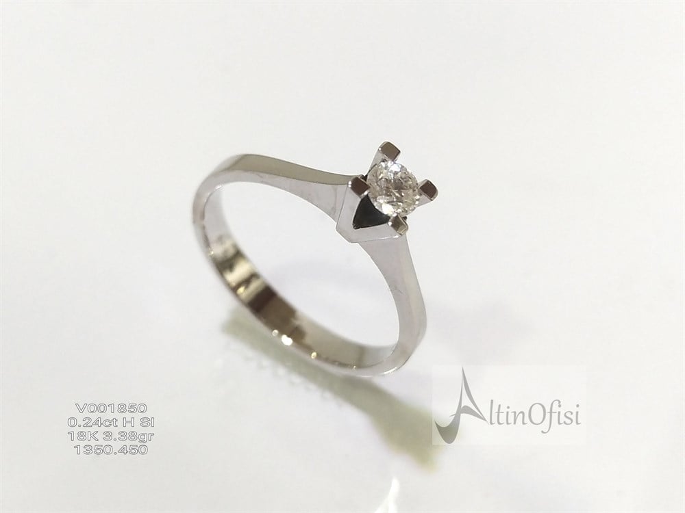 HRD Tektaş Pırlanta Yüzük 0,24ct H SI 3,38gr 14K Altın