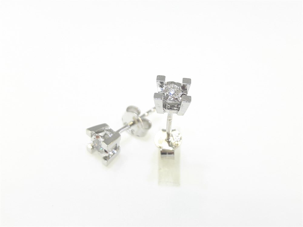 Pırlanta Tektaş Küpe 0,10ct G SI 8 Ayar Altın