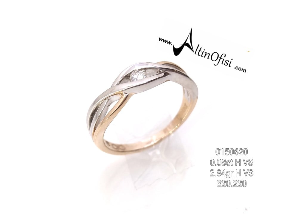 Tektaş Pırlanta Yüzük 0,08ct H VS1 2,84gr 14K Altın