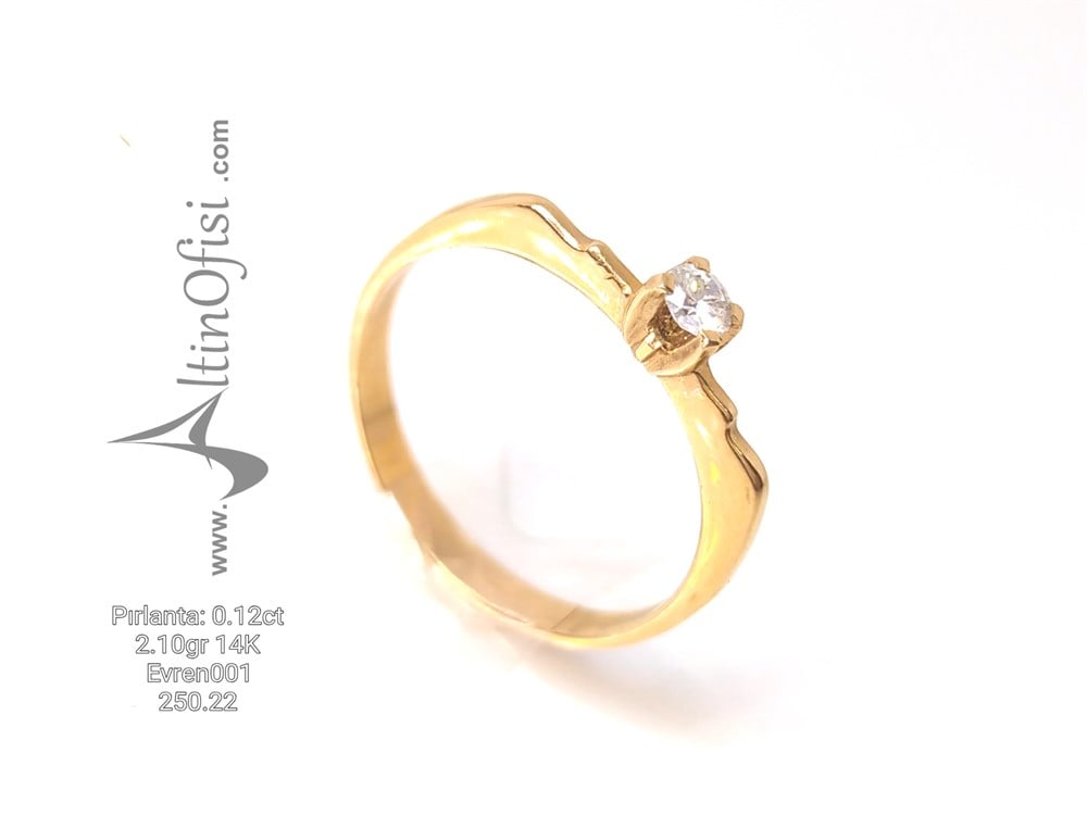 Tektaş Pırlanta Yüzük 0,12ct I SI 2,10gr 14K Altın
