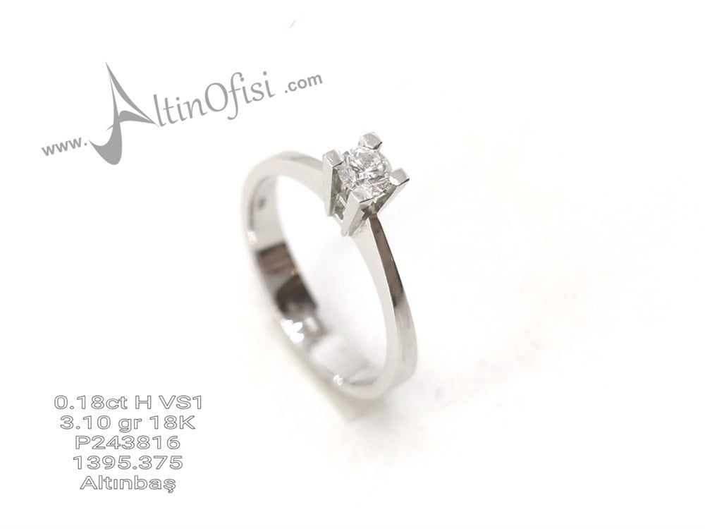 Tektaş Pırlanta Yüzük 0,18ct H VS1 3,10gr 18K Altın