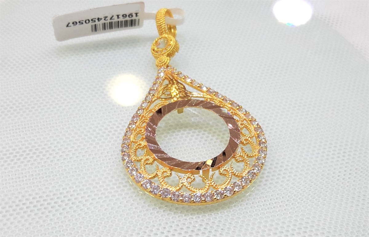 Tuğralı Damla Çeyrek Ziynet yada Ata Yarım Sikke için çerçeve Kolye 14 Ayar Altın