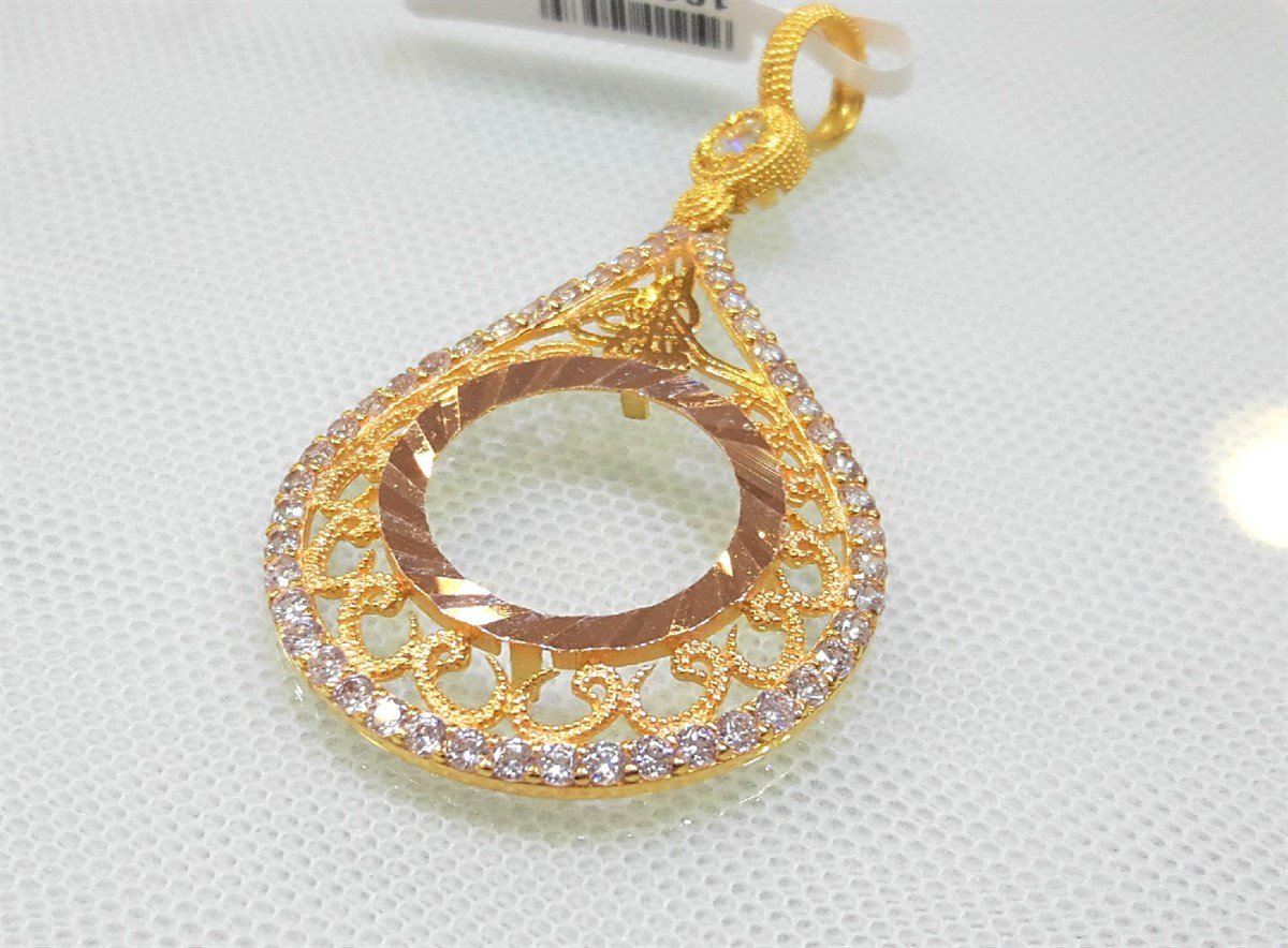 Tuğralı Damla Çeyrek Ziynet yada Ata Yarım Sikke için çerçeve Kolye 14 Ayar Altın