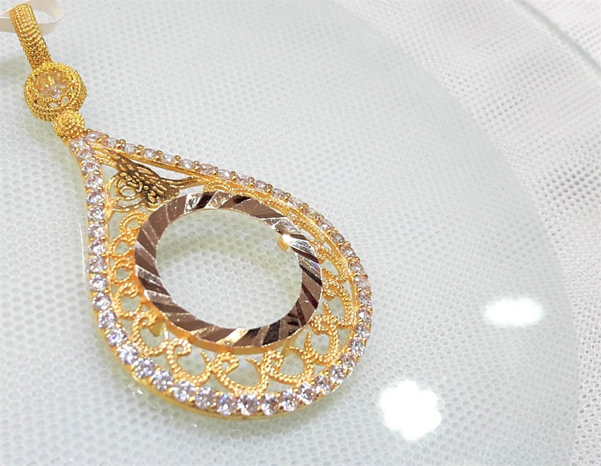 Tuğralı Damla Çeyrek Ziynet yada Ata Yarım Sikke için çerçeve Kolye 14 Ayar Altın