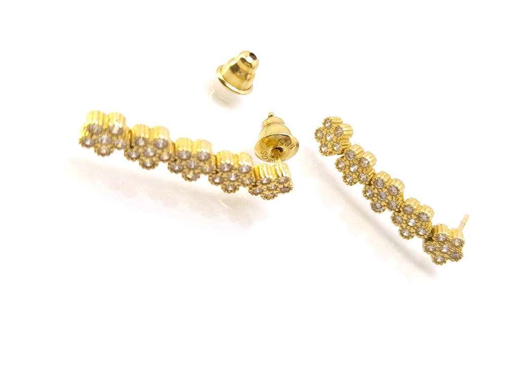 Çiçekli Suyolu Küpe 14 Ayar Altın