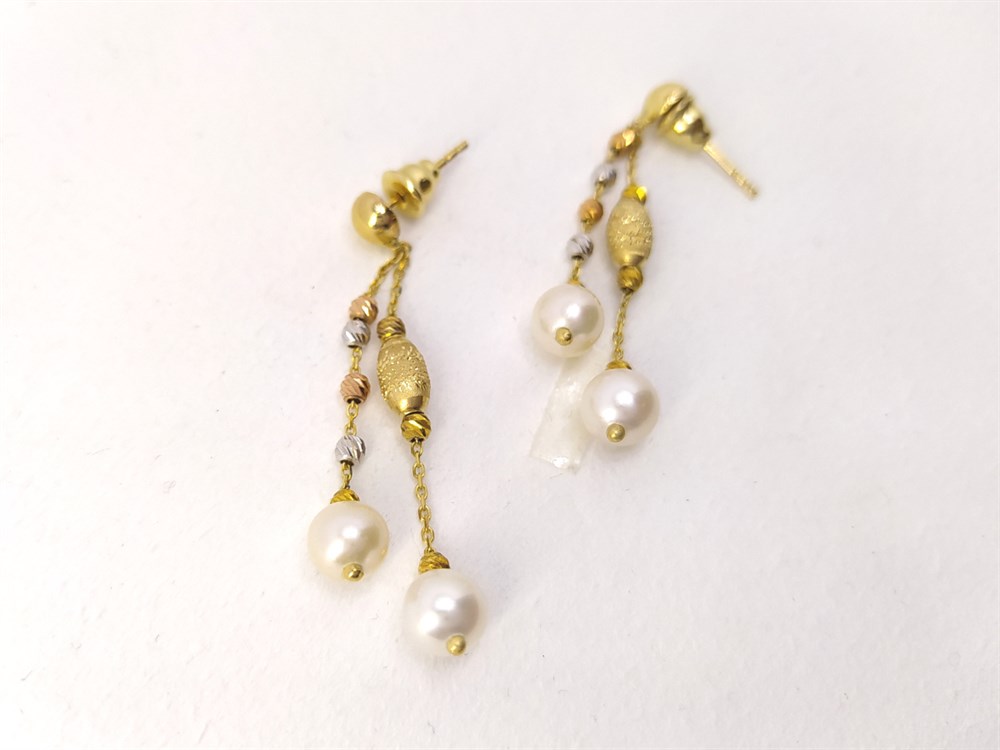 Dorika Toplu İnci Küpe 14 Ayar Altın