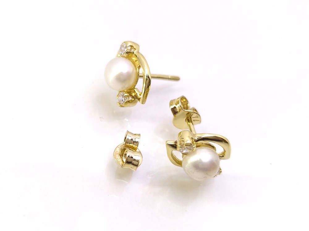 İnci Küpe 14 Ayar Altın