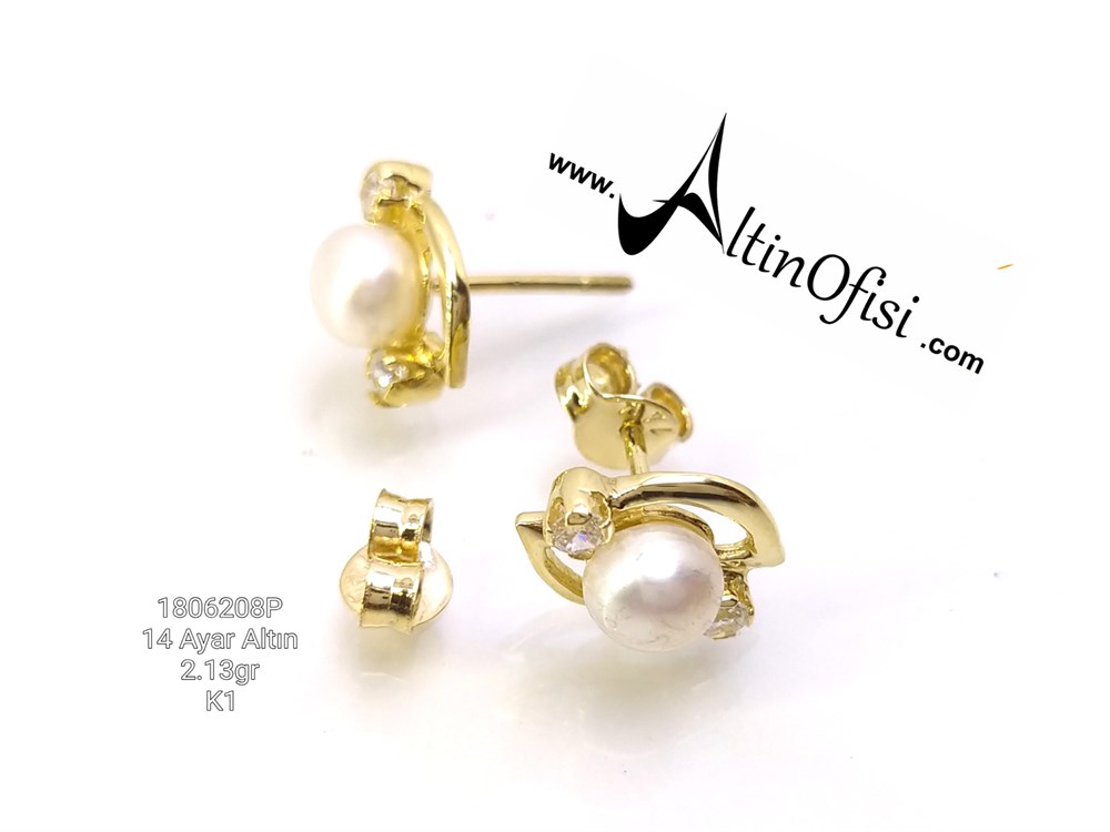 İnci Küpe 14 Ayar Altın