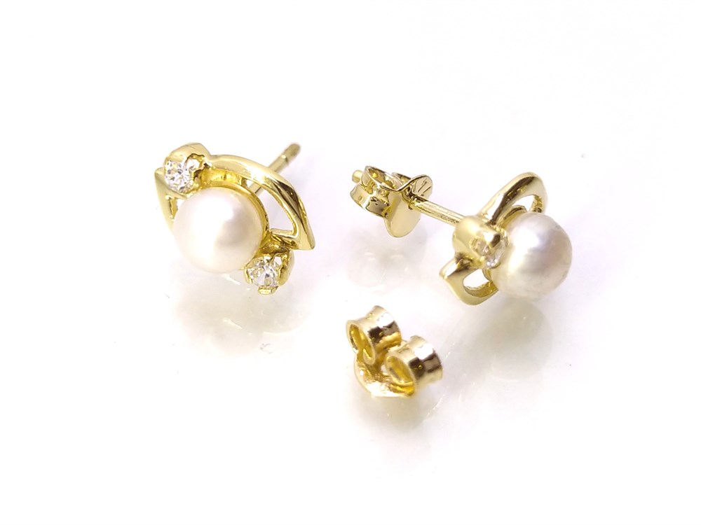 İnci Küpe 14 Ayar Altın