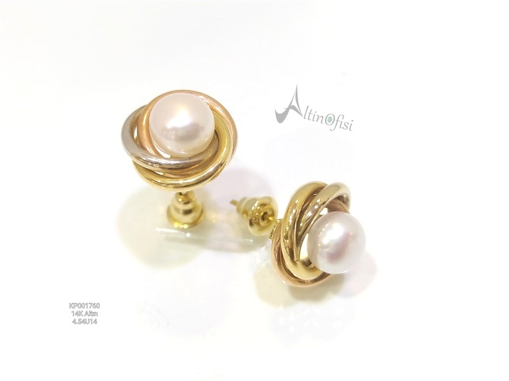 Olimpiyat İnci Küpe 14 Ayar Altın