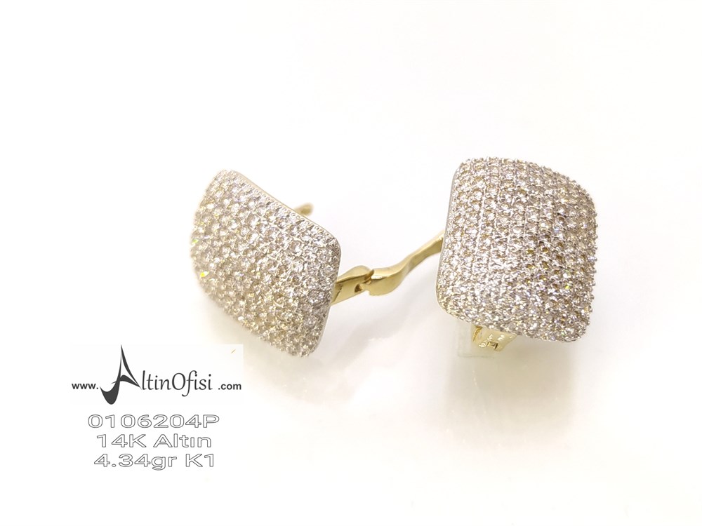 Taşlı Küpe 14 Ayar Altın
