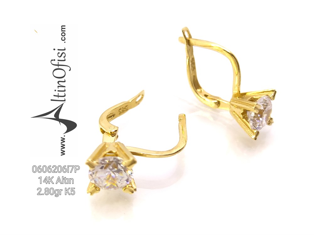 Tektaş Küpe 14 Ayar Altın