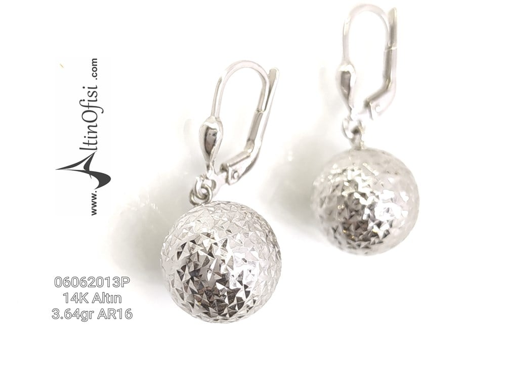 Top Küpe 14 Ayar Altın