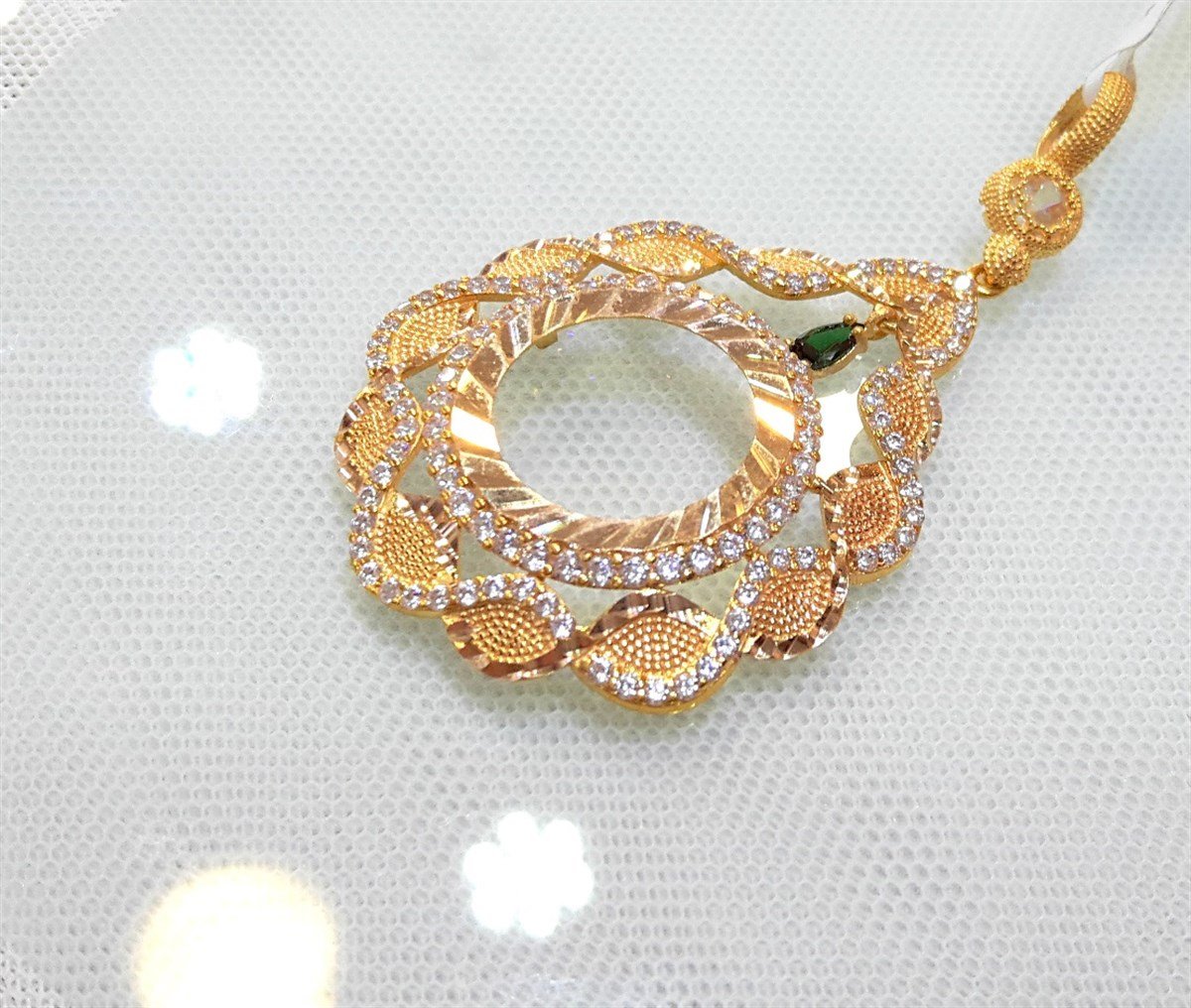 Yeşil Taşlı Çeyrek Ziynet yada Ata Yarım Sikke için çerçeve Kolye 14 Ayar Altın