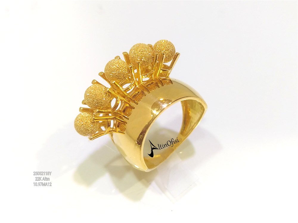 Kumlu Beş Toplu Yüzük 22 Ayar Altın 