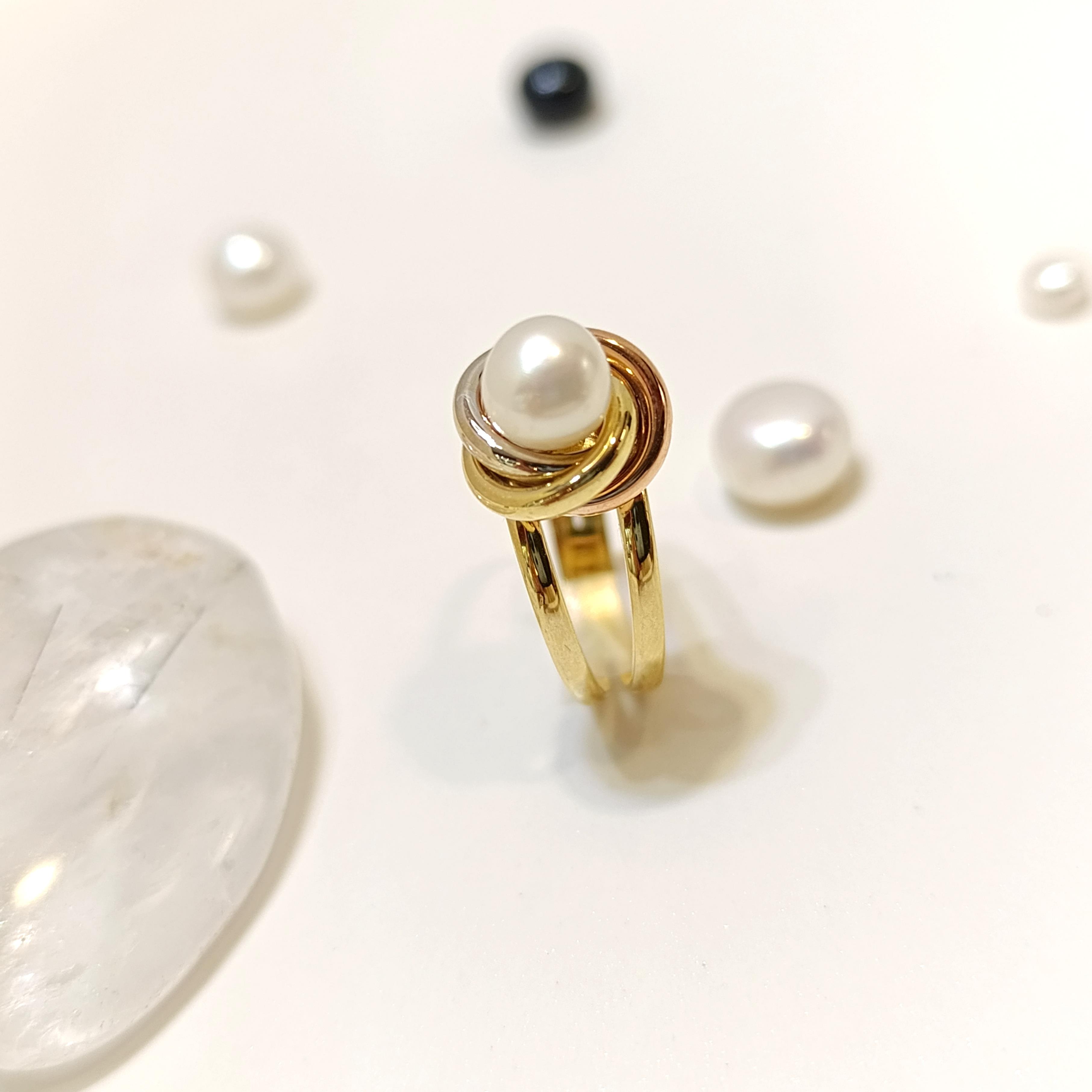 Olimpiyat İnci Yüzük 14 Ayar Altın HD VİDEOLU