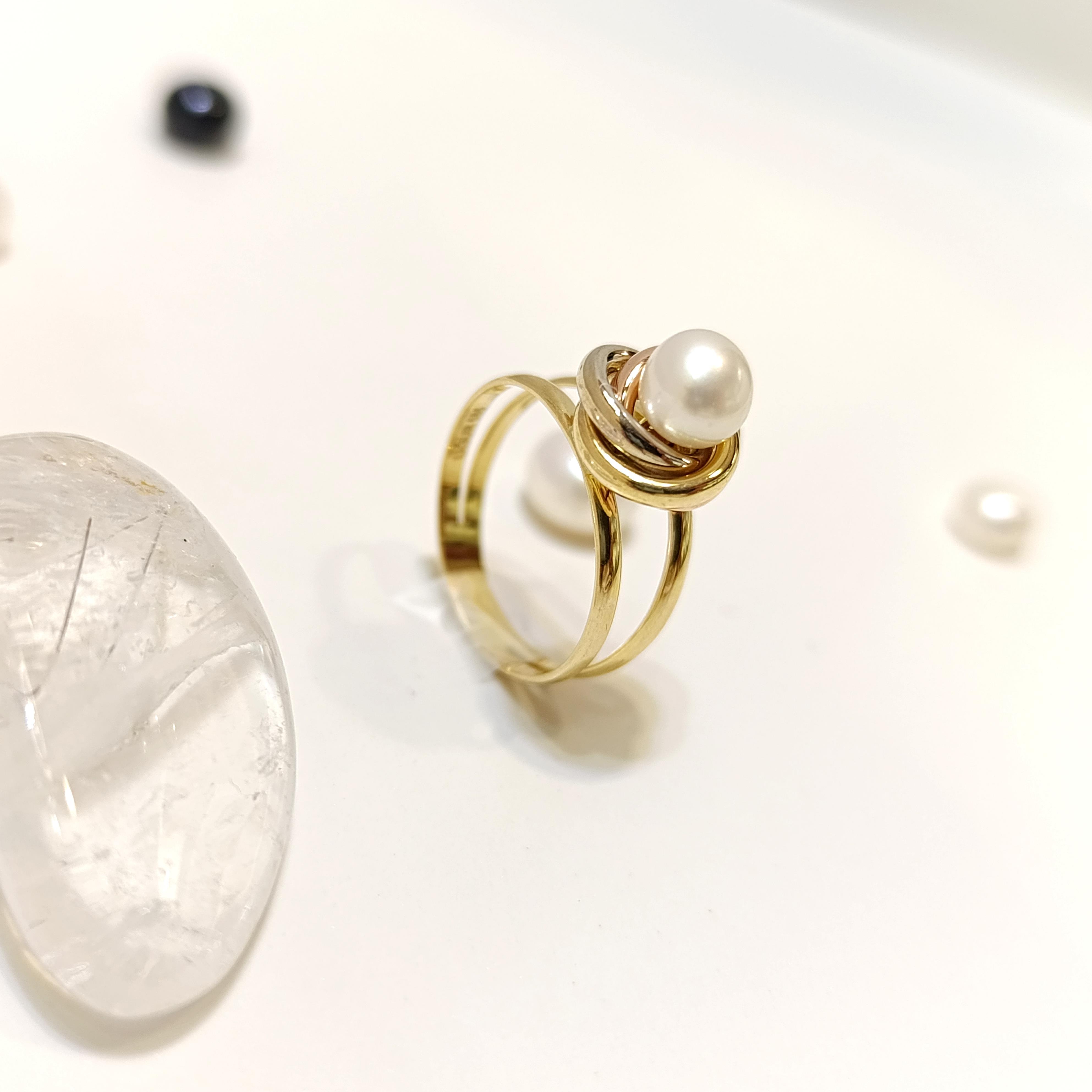 Olimpiyat İnci Yüzük 14 Ayar Altın HD VİDEOLU