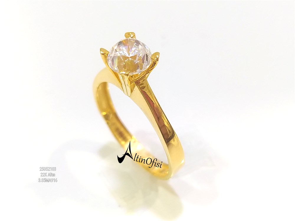 Tek Taş Yüzük 22 Ayar Altın 