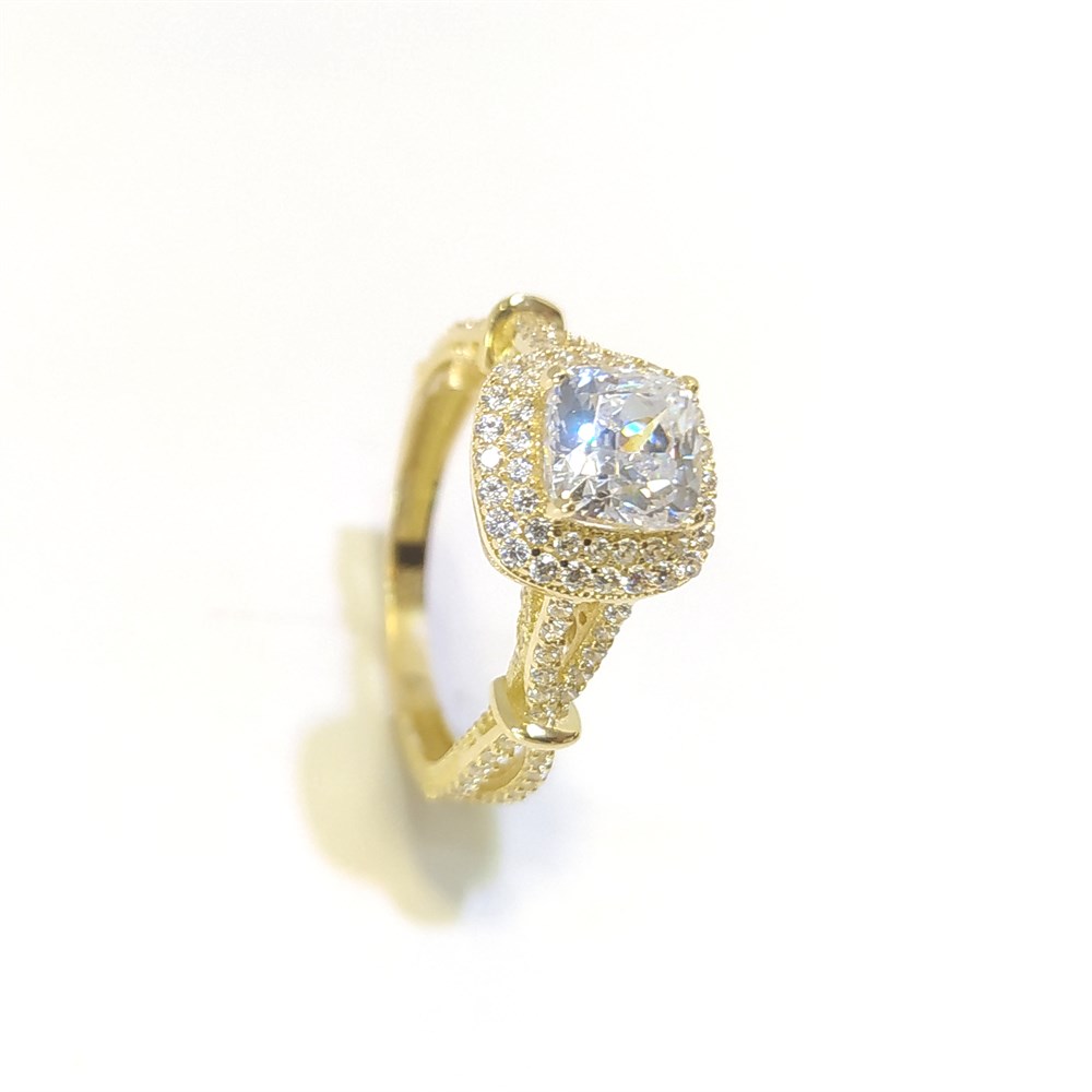  Prenses Taşlı Tek Taş Yüzük 14 Ayar Altın