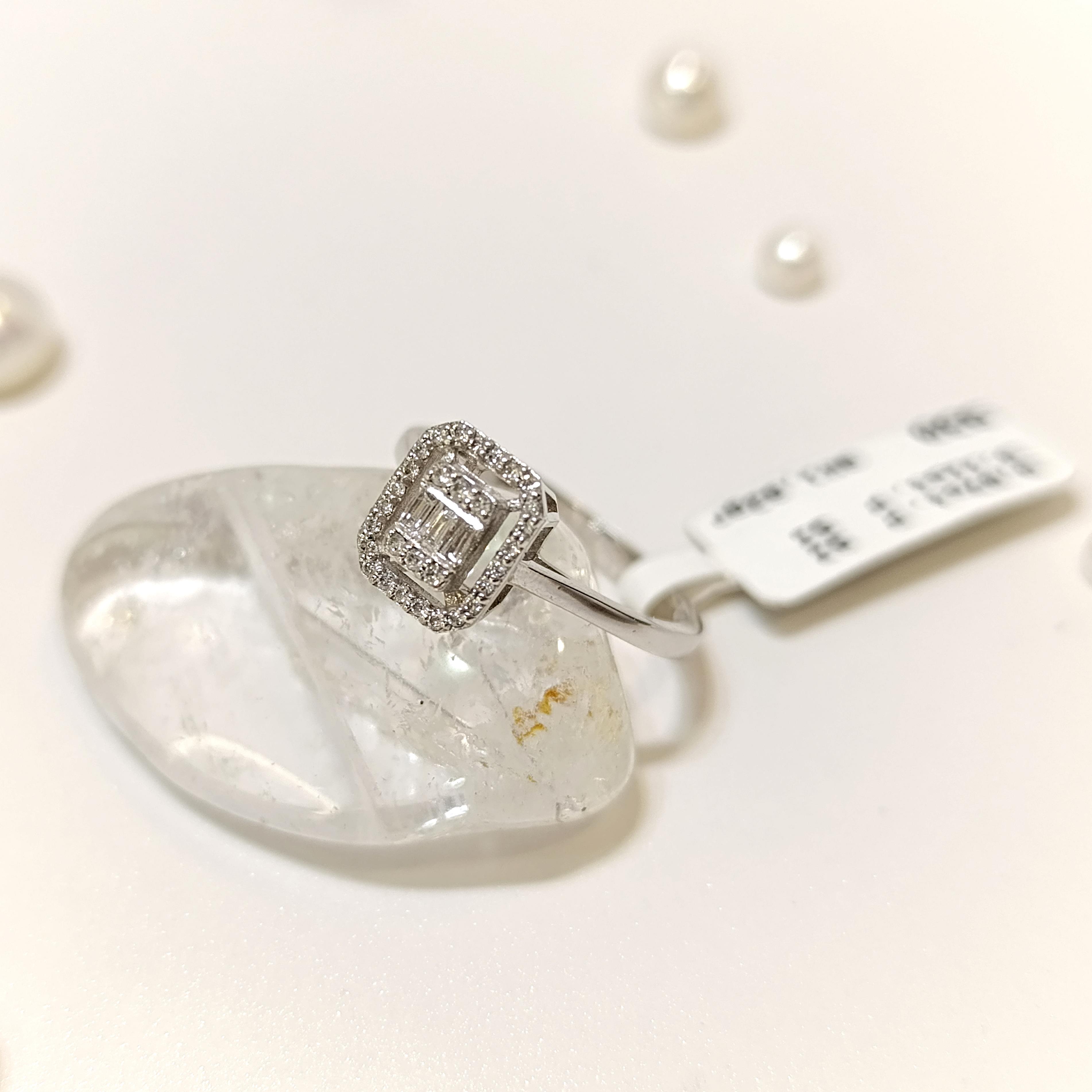 0.18ct F Color Baget Taşlı Pırlanta Yüzük 14 Ayar Altın HD VİDEOLU