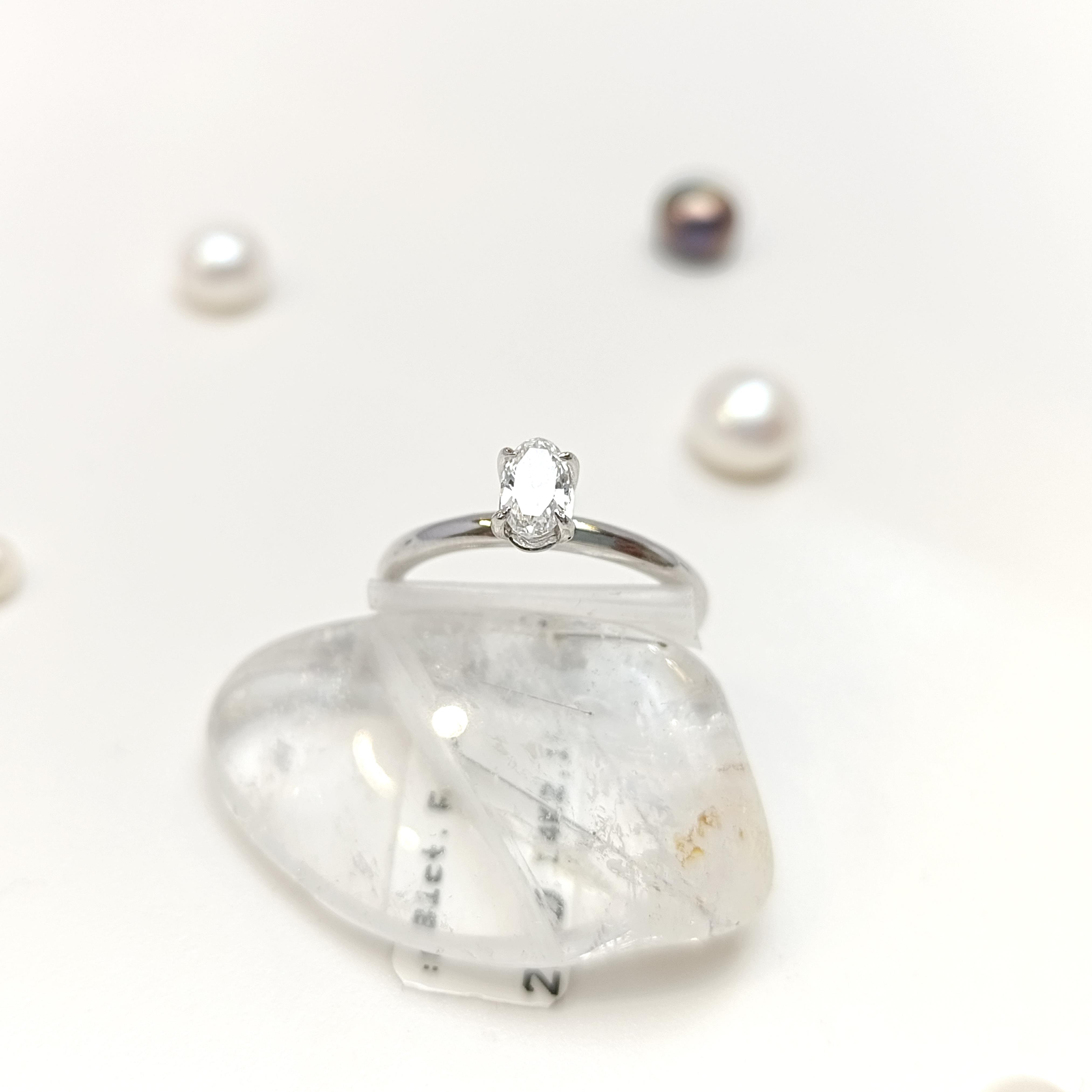 0.31ct F Oval Pırlanta Tek Taş Yüzük 14 Ayar Altın HD VİDEOLU