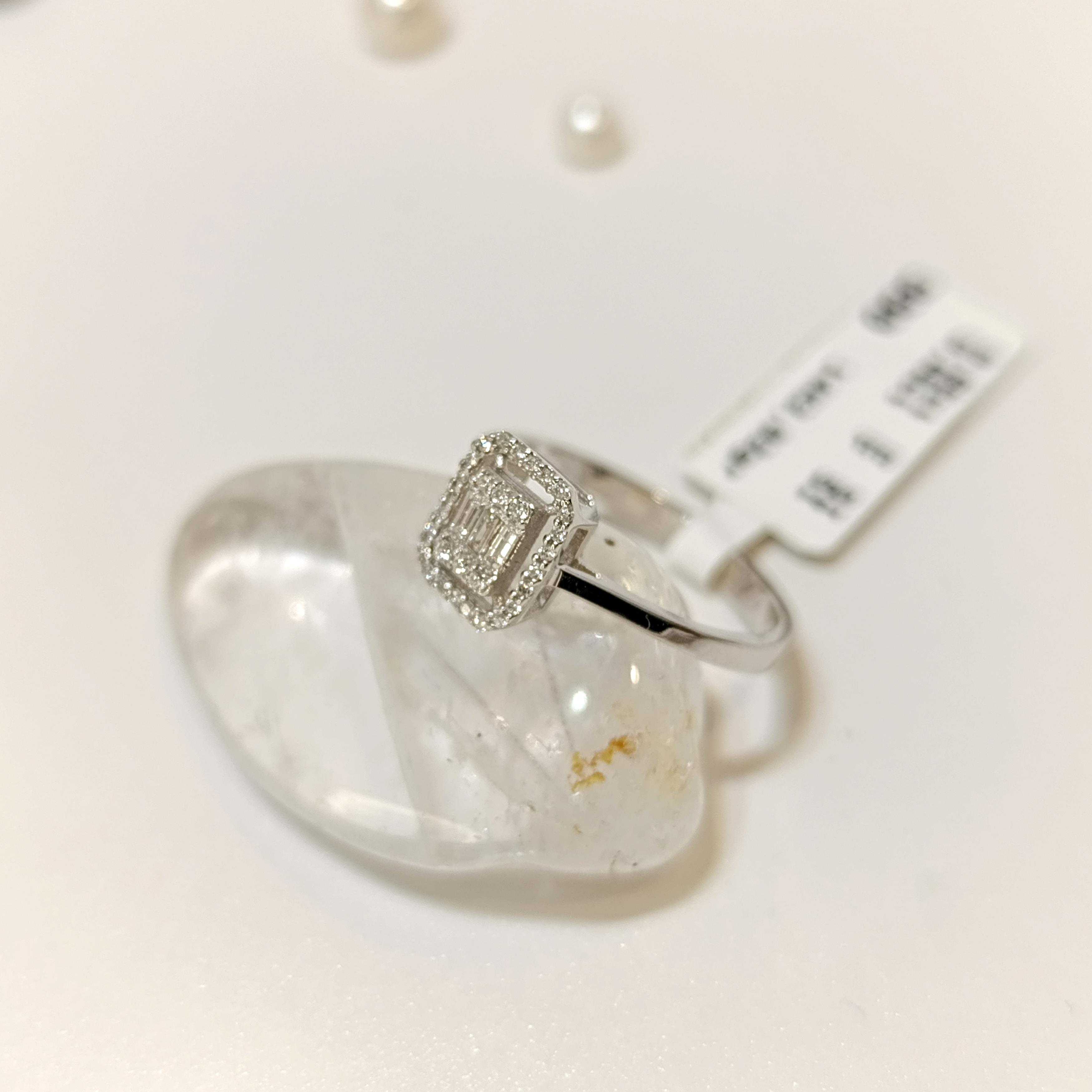 0.14ct F Color Baget Taşlı Pırlanta Yüzük 14 Ayar Altın HD VİDEOLU