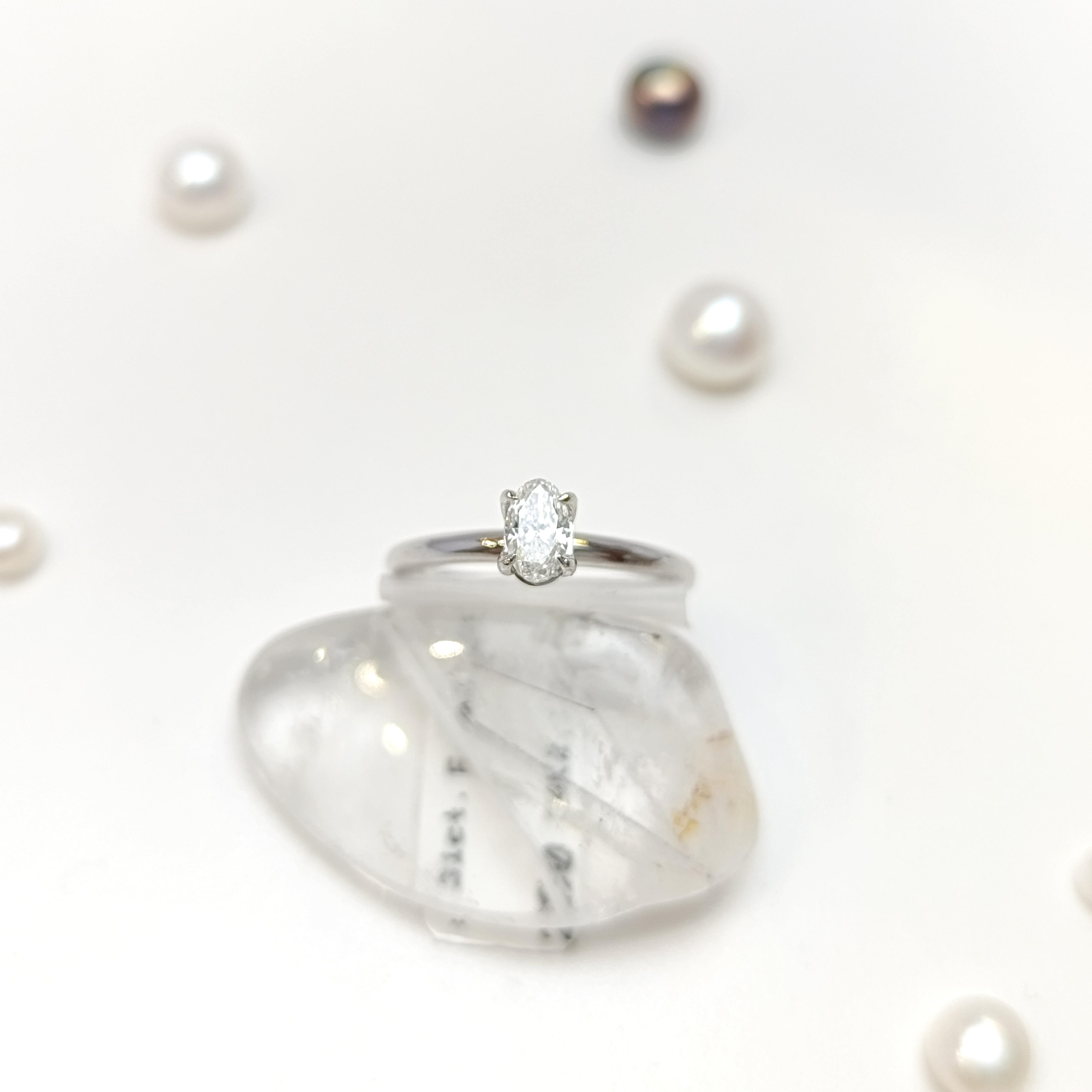 0.31ct F Oval Pırlanta Tek Taş Yüzük 14 Ayar Altın HD VİDEOLU