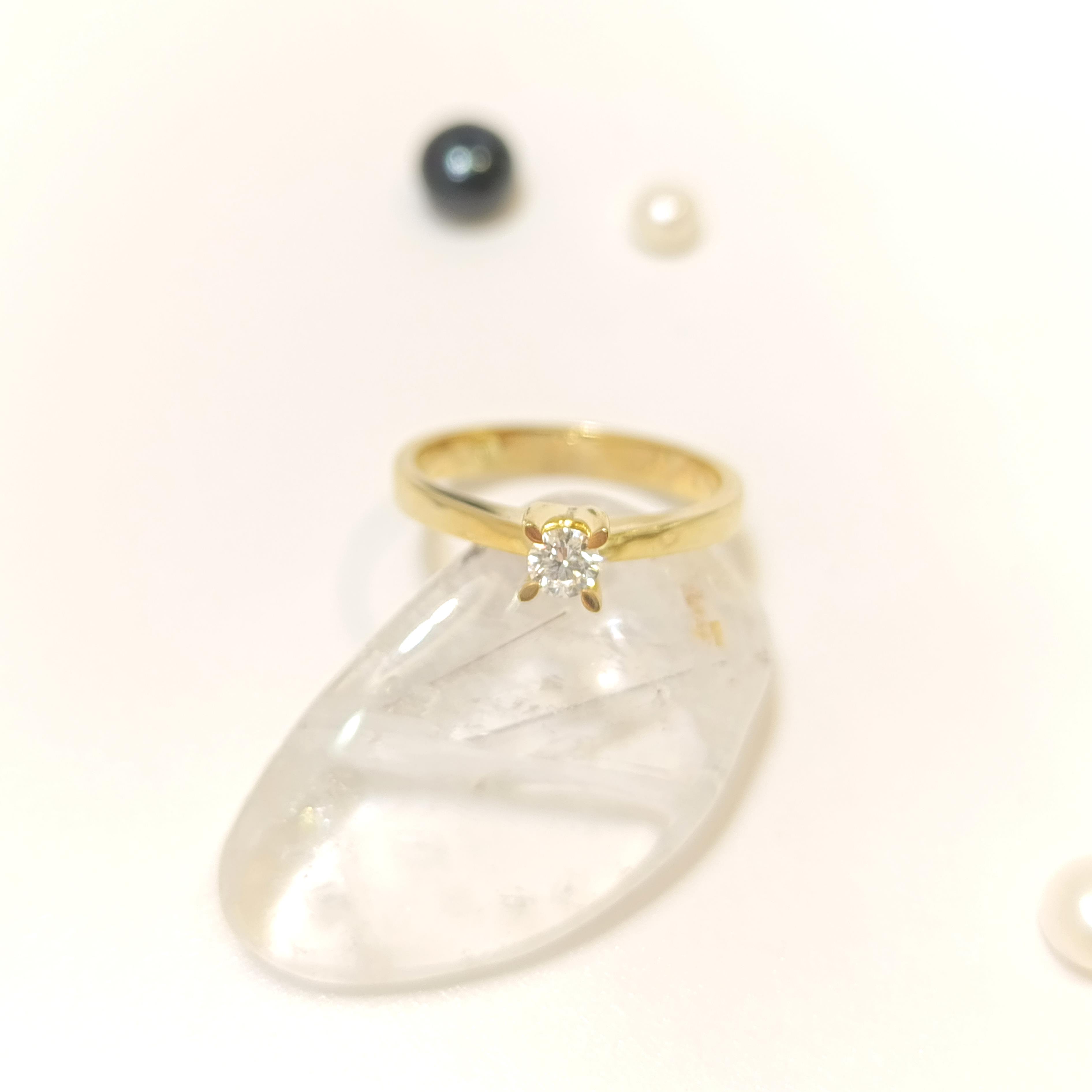 0.17ct F Color Pırlanta Tek Taş Yüzük 14 Ayar Altın HD VİDEOLU