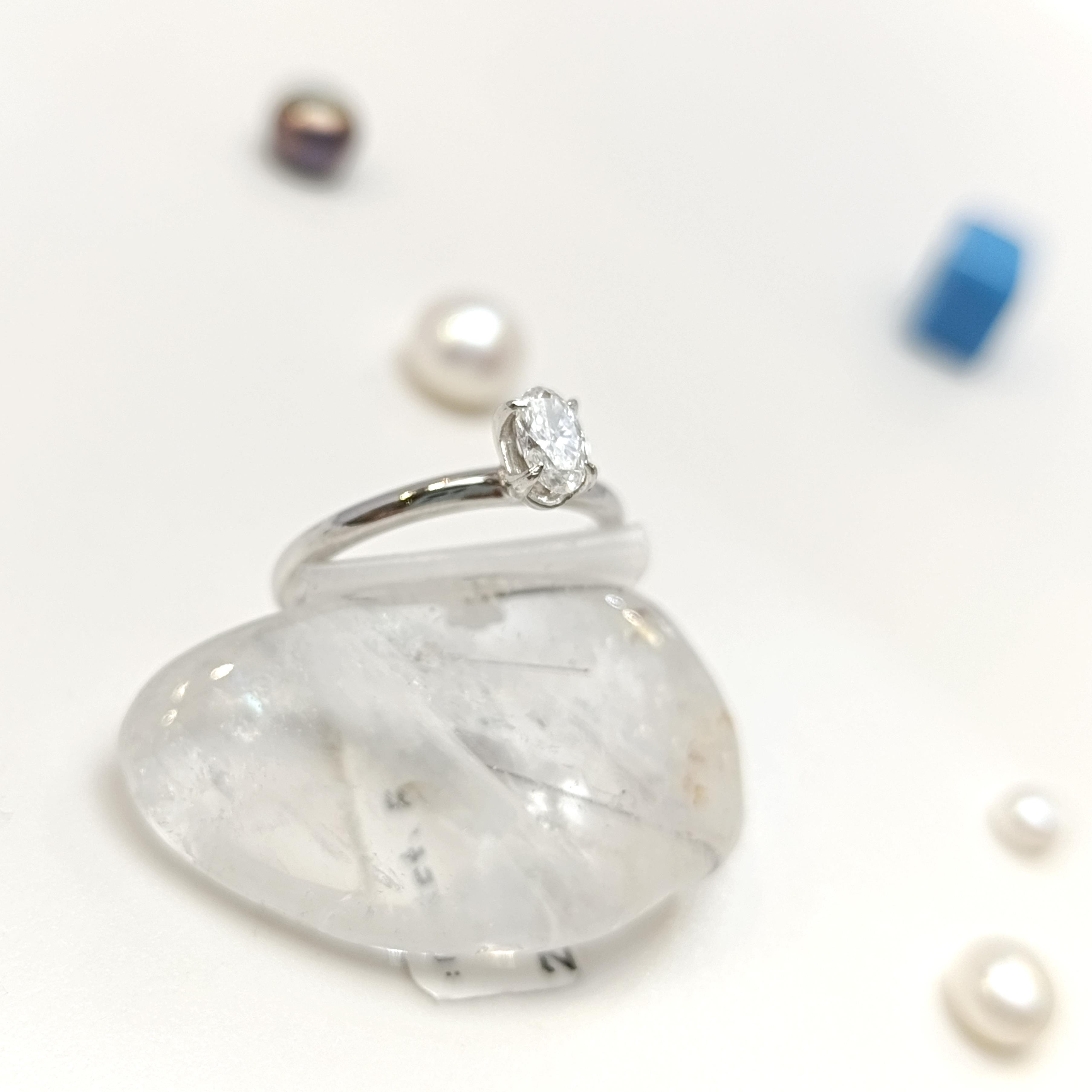 0.31ct F Oval Pırlanta Tek Taş Yüzük 14 Ayar Altın HD VİDEOLU