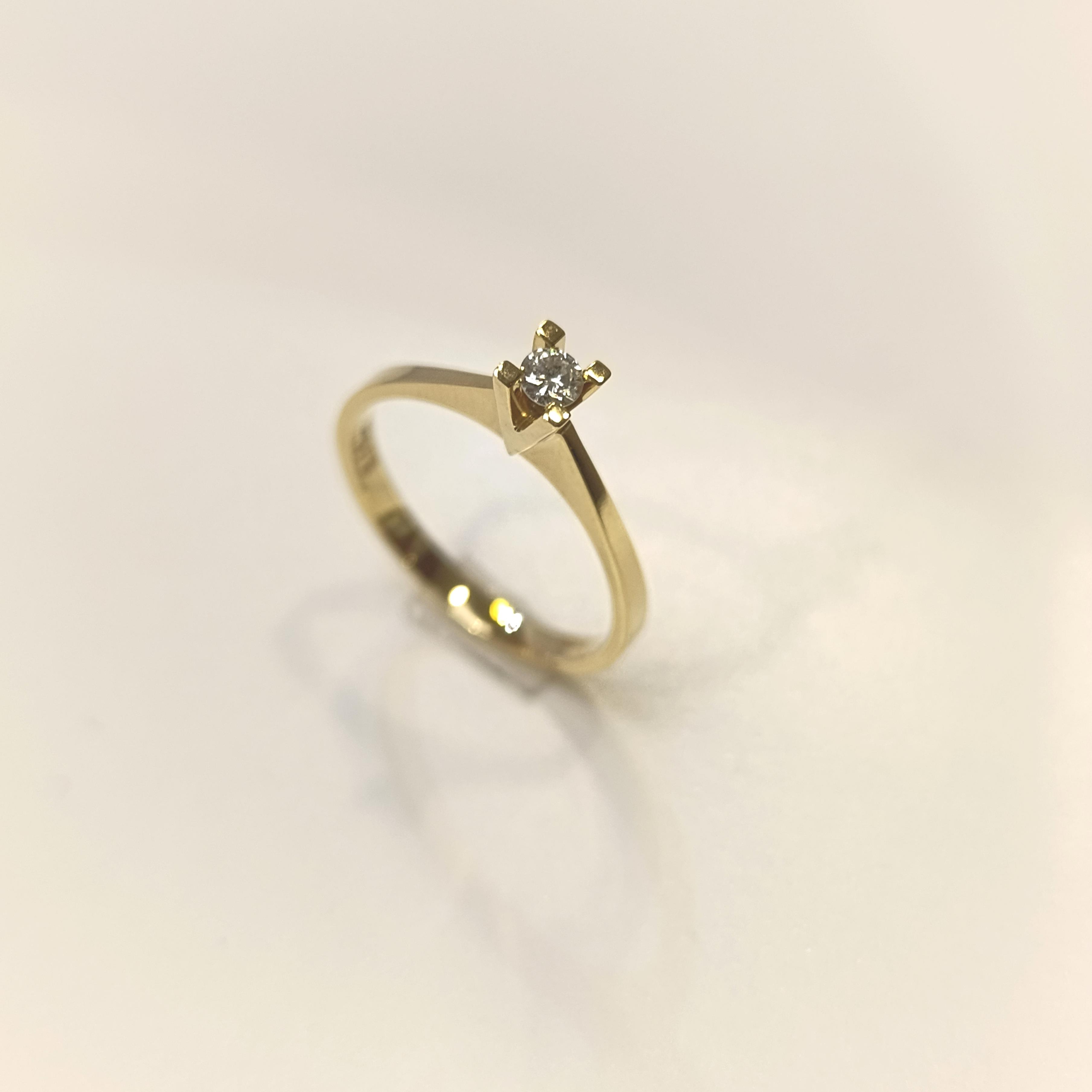 0.10ct Tek Taş Pırlanta Yüzük 14 Ayar Altın HD VİDEOLU