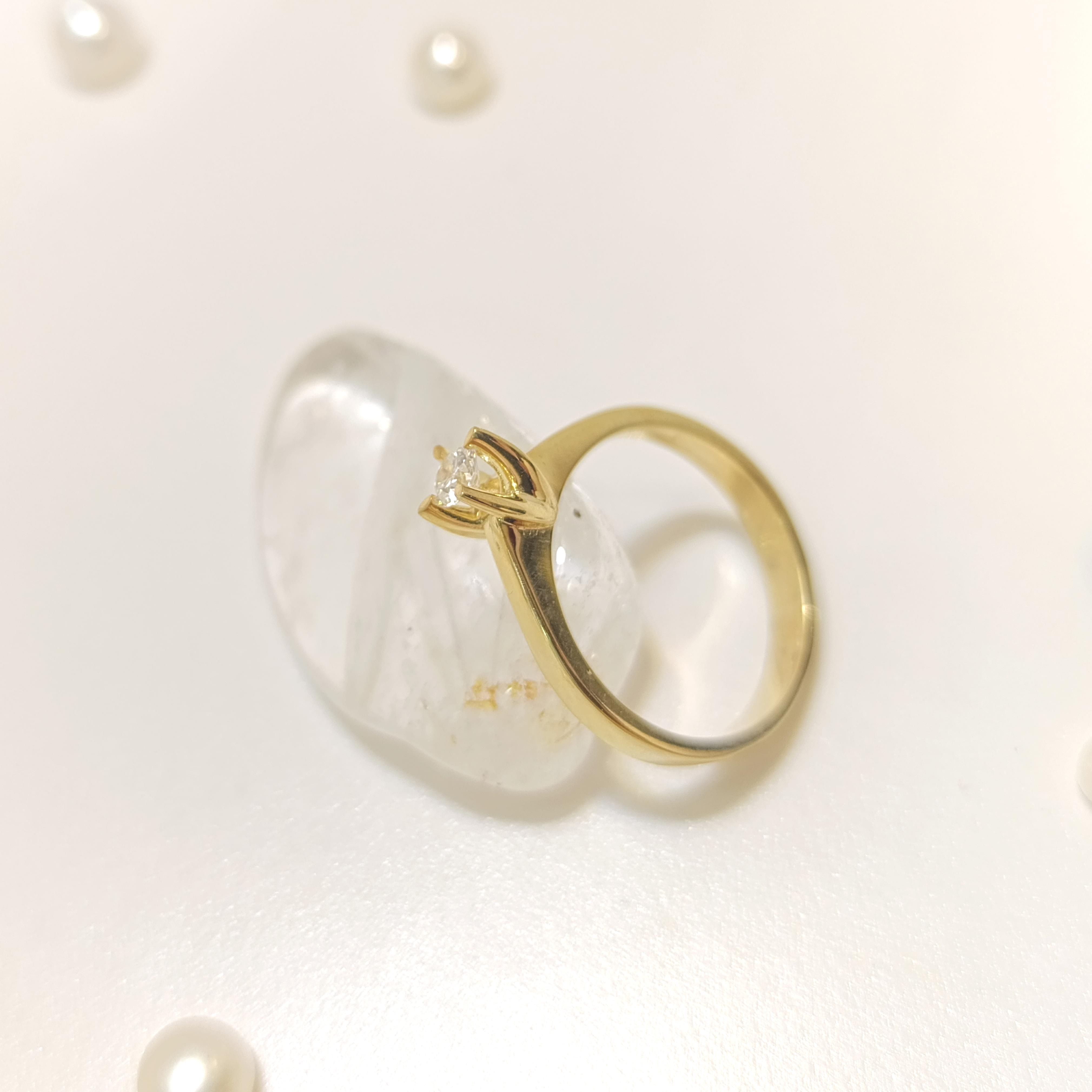 0.17ct F Color Pırlanta Tek Taş Yüzük 14 Ayar Altın HD VİDEOLU