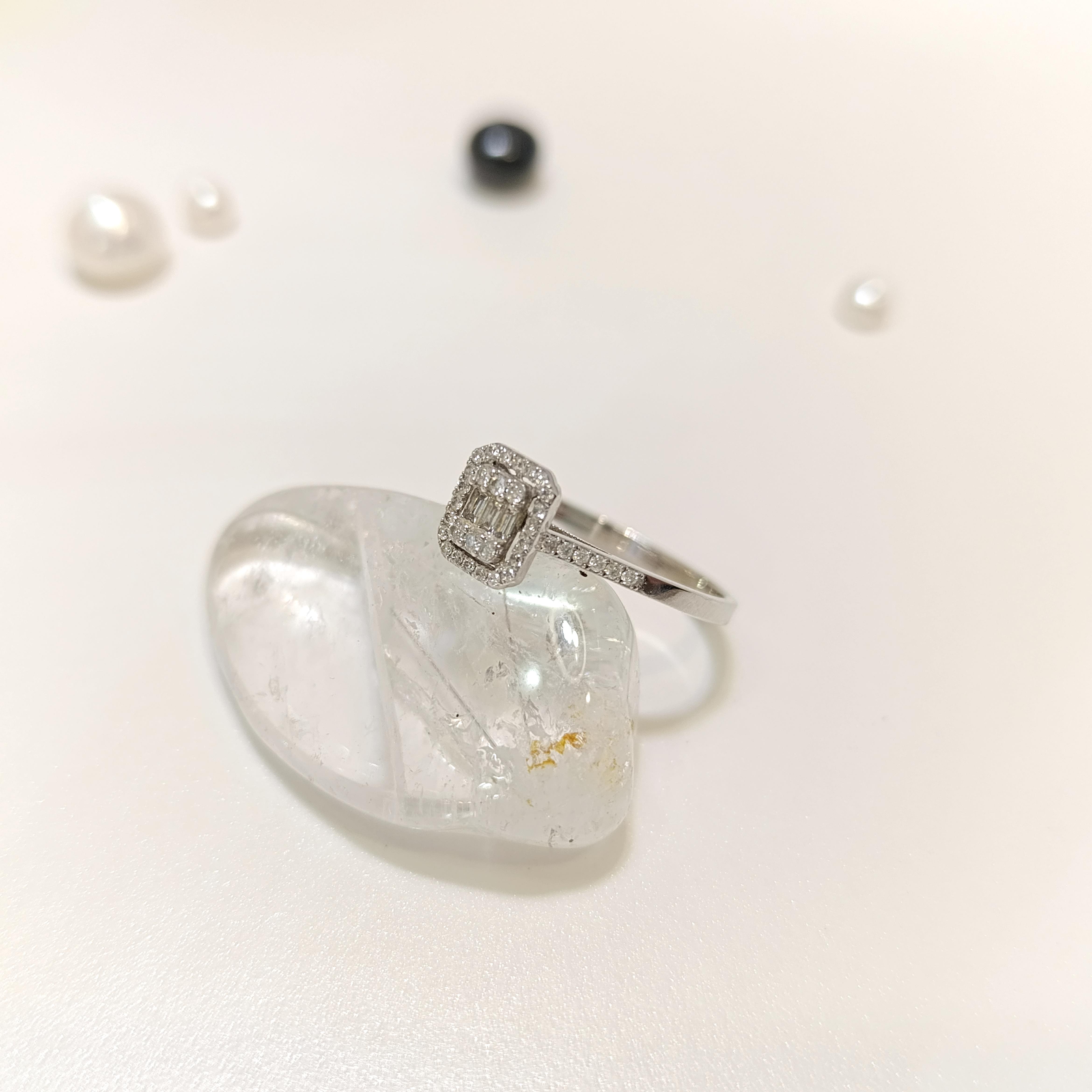 0,20ct F Color Pırlanta Baget Taşlı Yüzük 14 Ayar Altın HD VİDEOLU