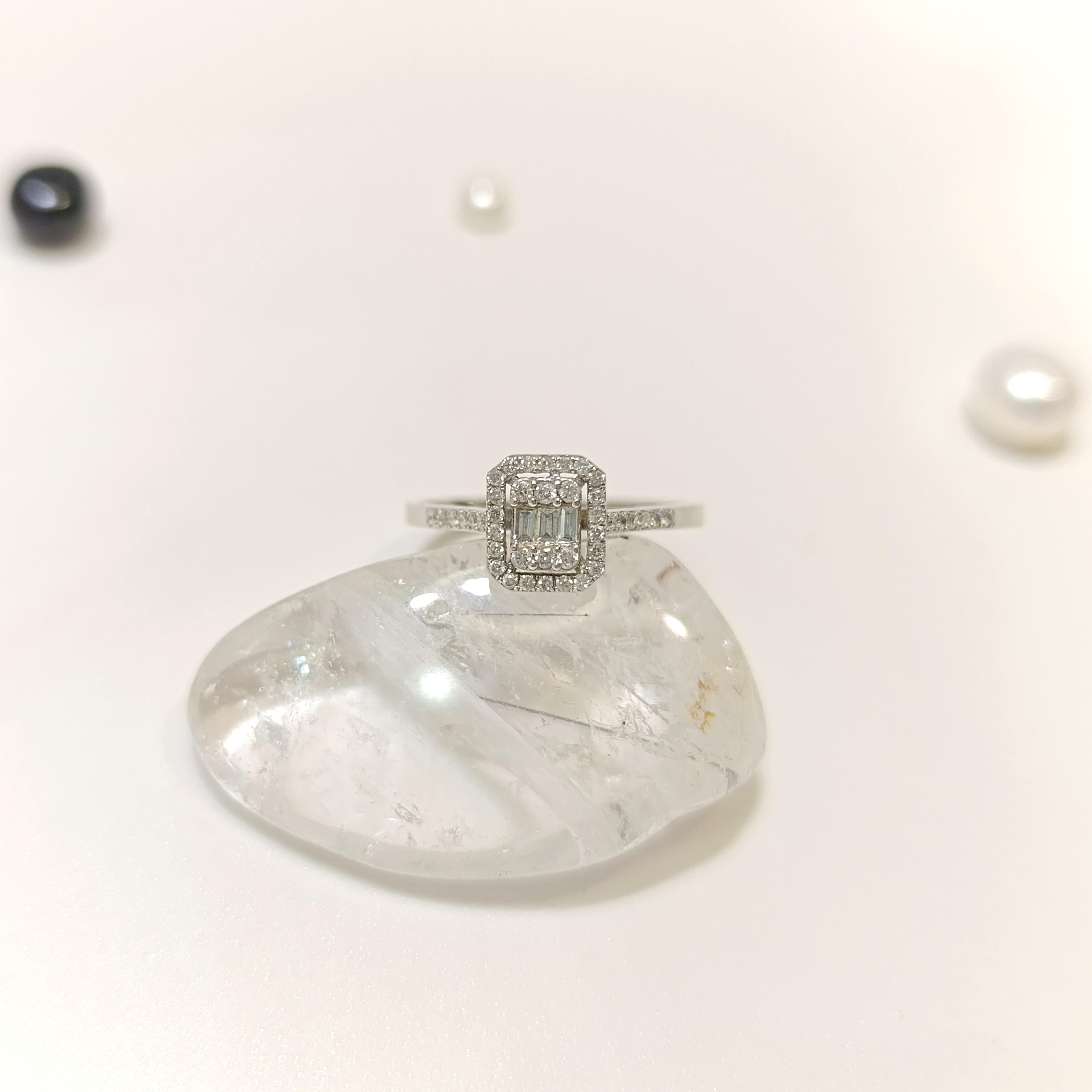 0,20ct F Color Pırlanta Baget Taşlı Yüzük 14 Ayar Altın HD VİDEOLU