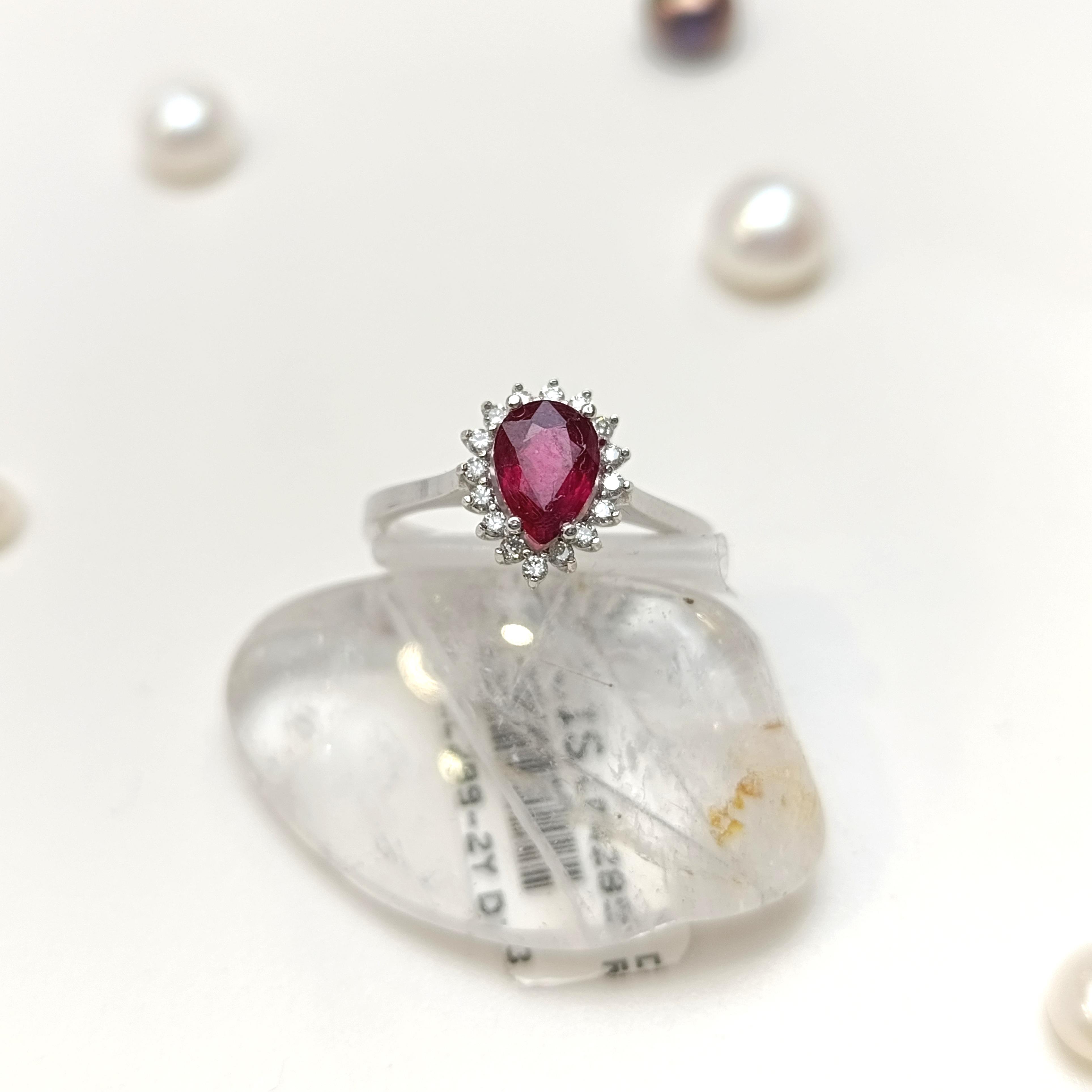 1,01ct Yakut Pırlanta Damla Taşlı  Yüzük 14 Ayar Altın HD VİDEOLU