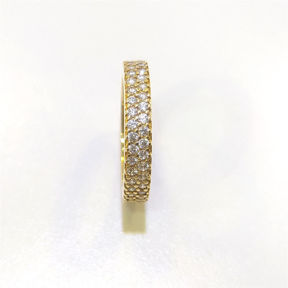 12 Ölçü Tam Tur TAşlı Alyans 14 ayar altın