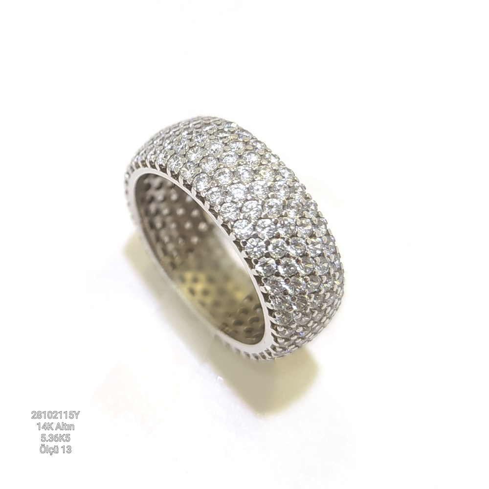 13 Ölçü Tam Tur TAşlı Alyans 14 ayar altın