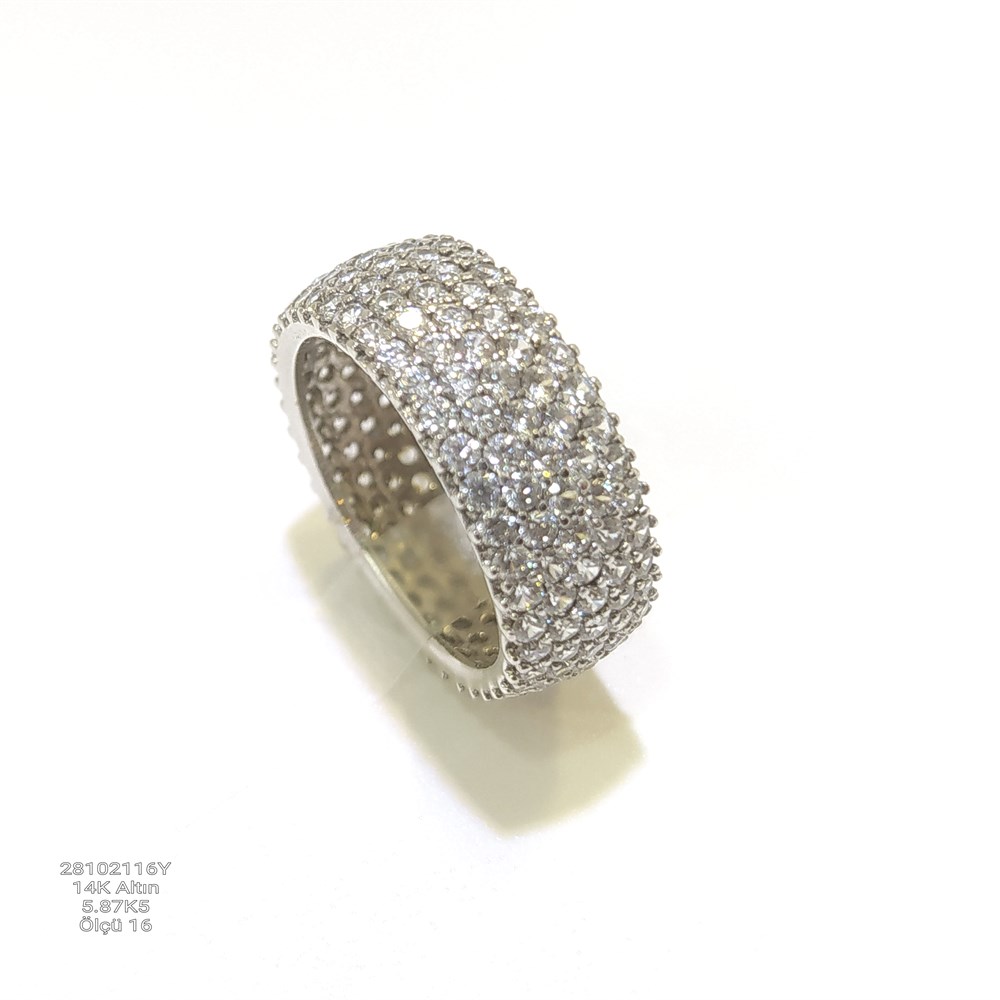 16 Ölçü Tam Tur TAşlı Alyans 14 ayar altın