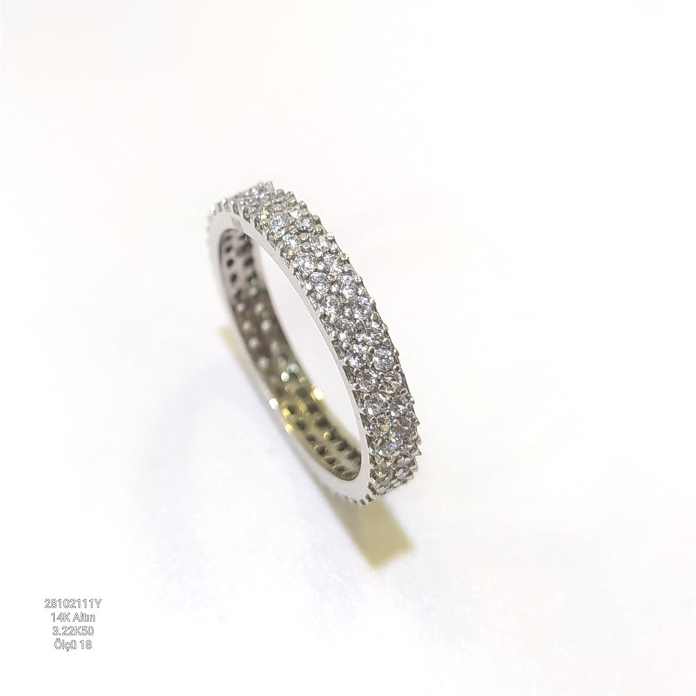 18 Ölçü Tam Tur TAşlı Alyans 14 ayar altın