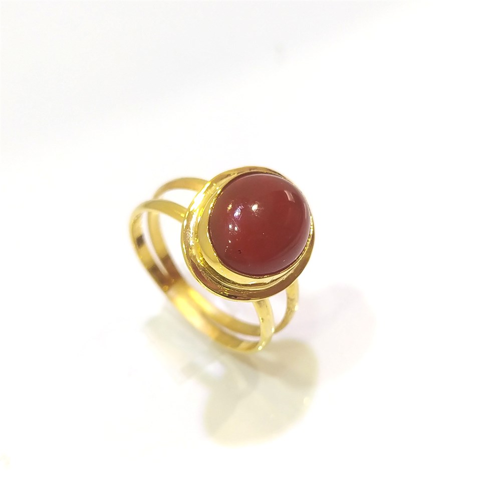 Akik TAşlı Yüzük 14 Ayar Altın